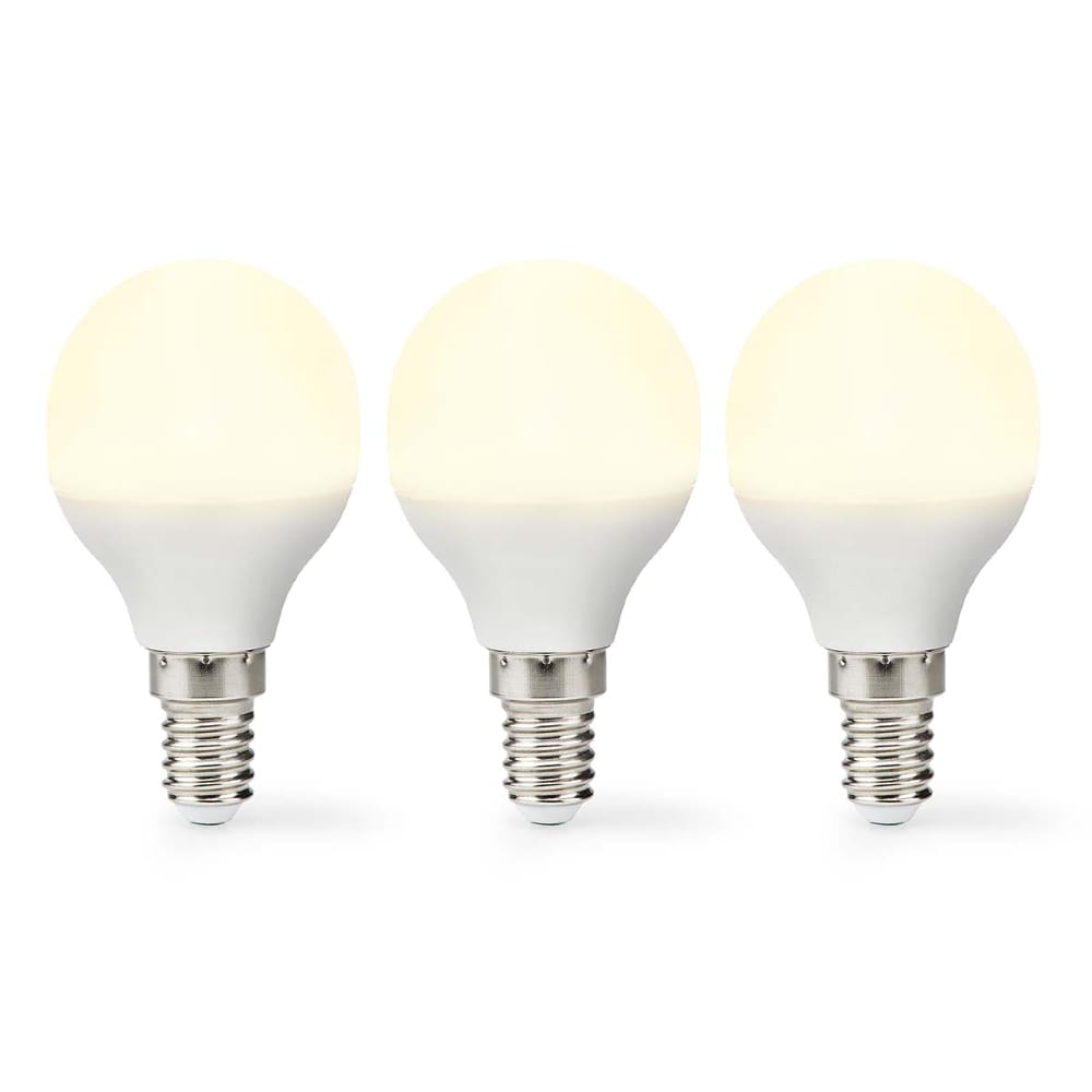 Nedis Frostet LED lyspære Varmhvit E14, G45, 4,9W, 470lm, 2700K - 3-pakke