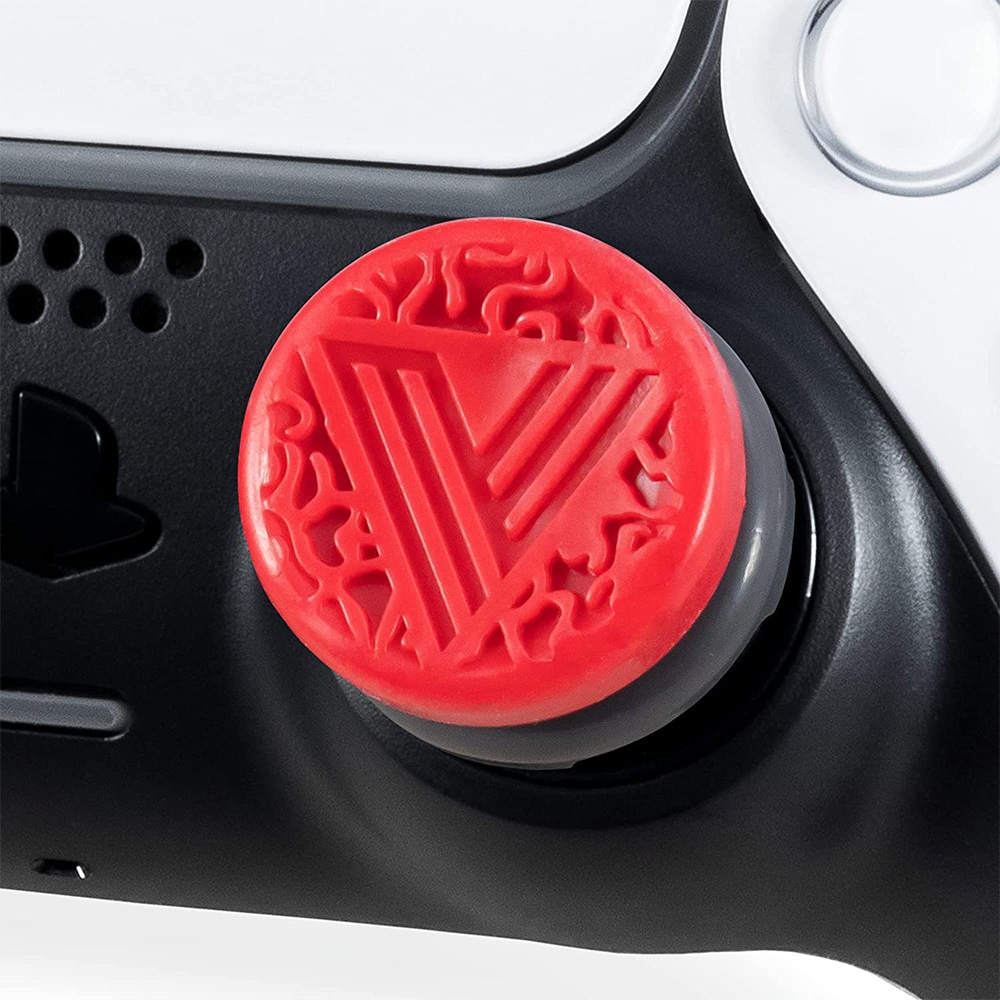 Tommelgrep med silikonhatter til PS4/PS5-kontroller 2 stk - Rød