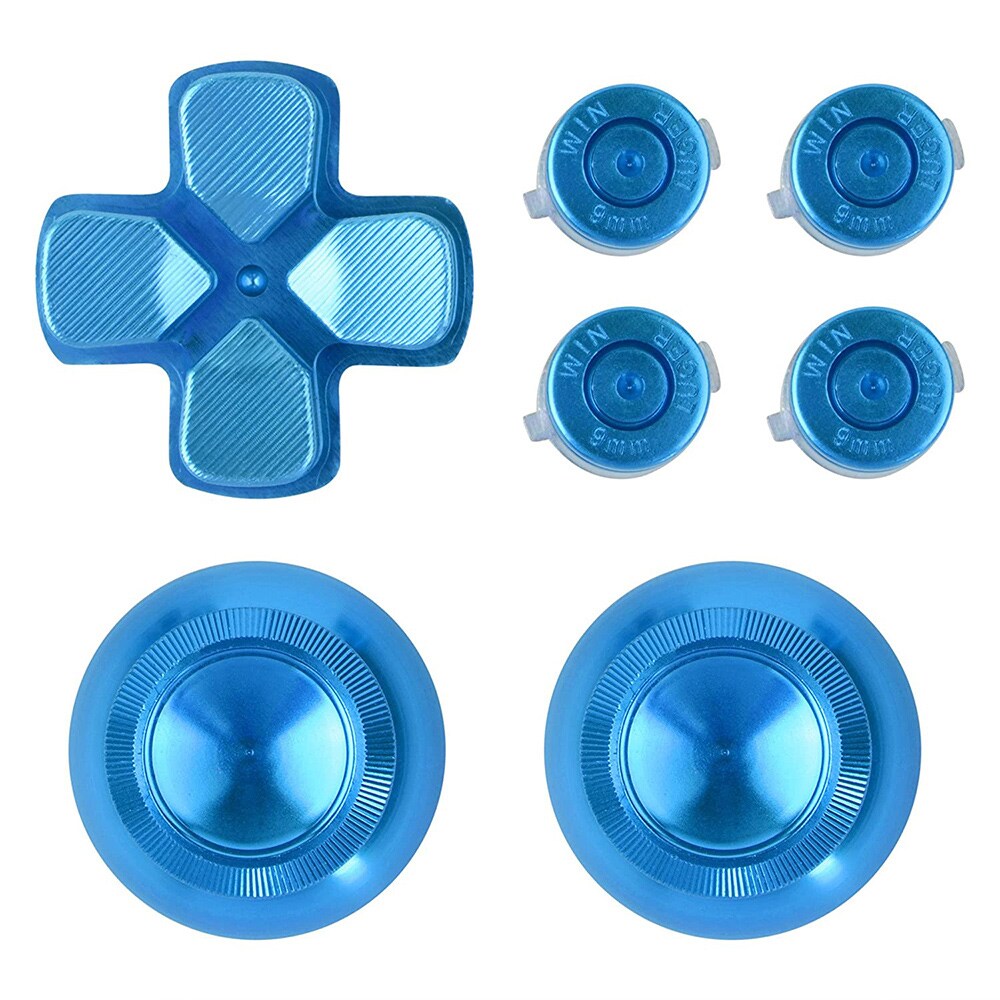 Tumgrepp och knappar i metall för handkontroll till PS4 - blå