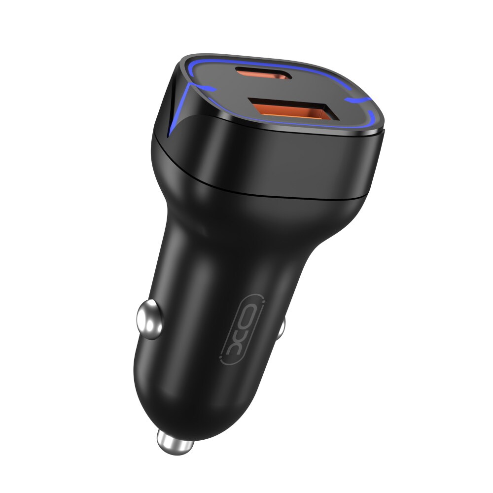 XO Billaddare PD QC 3.0 20W med 1xUSB & 1xUSB Typ-C - Svart