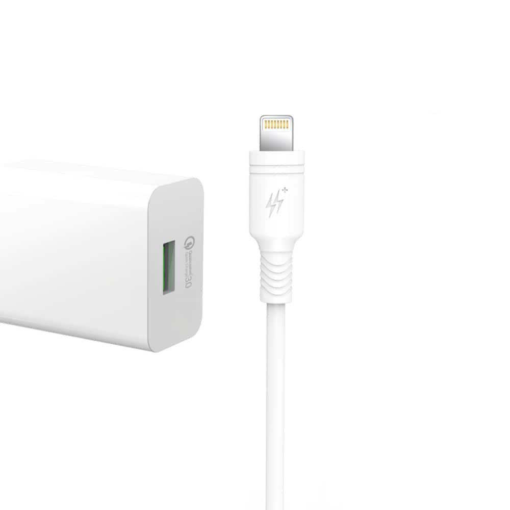 XO Väggladdare L36 USB-A QC3.0 18W med Lightning-kabel