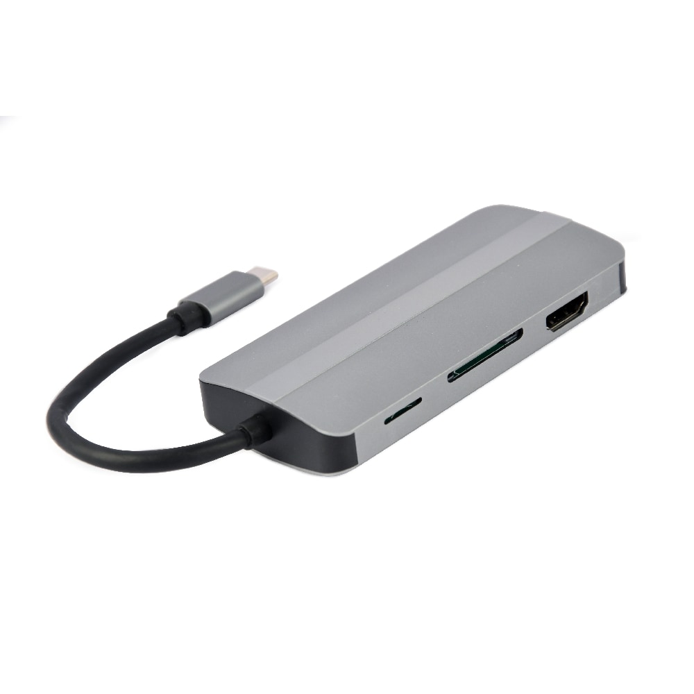 Cablexpert USB-C Dokkingstasjon 8-i-1 med 2xUSB, HDMI, VGA, PD, Micro-SD/SD, 3.5mm