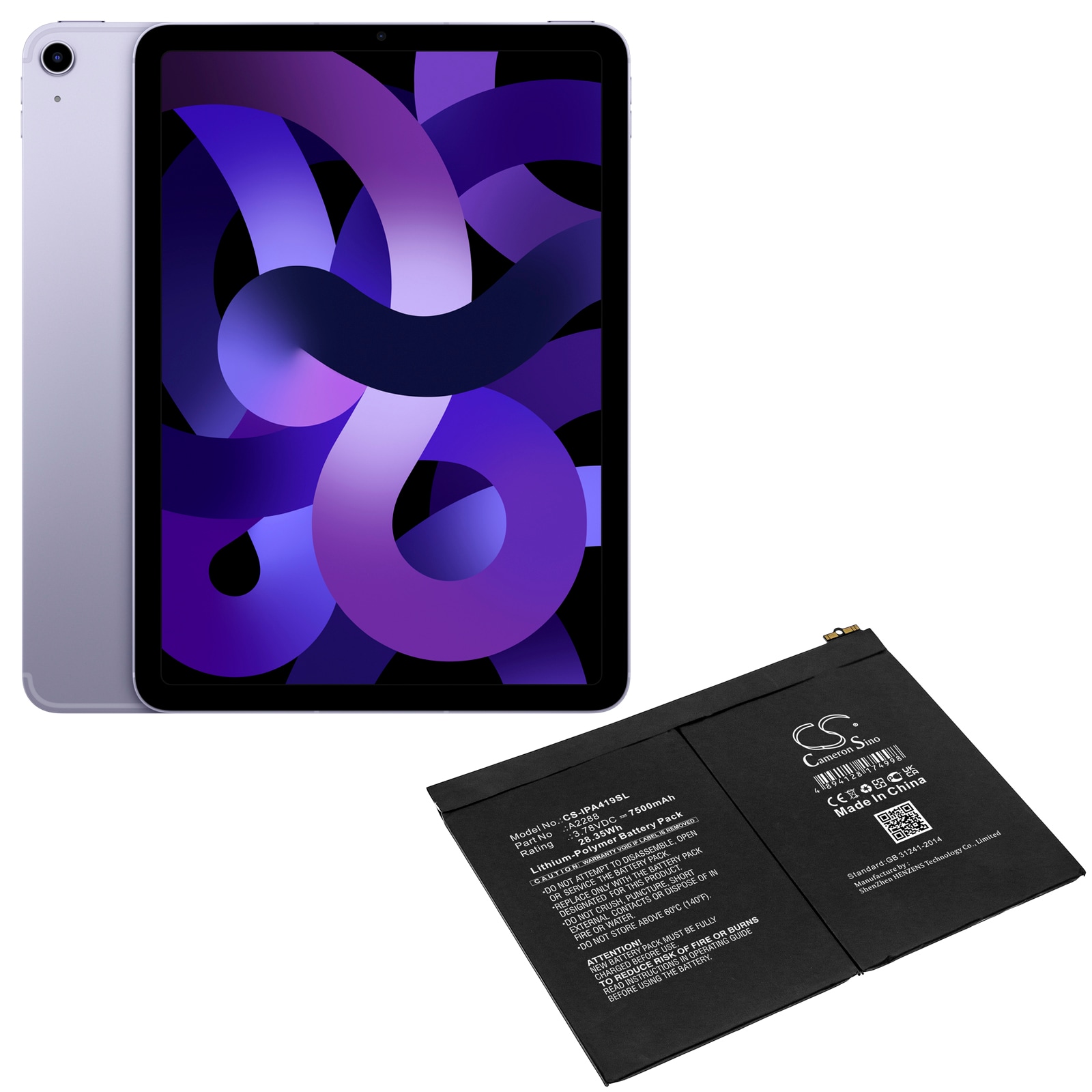 Batteri til nettbrett for Apple iPad Air 4, iPad Air 4 10,9" 2020, A2324 og andre.