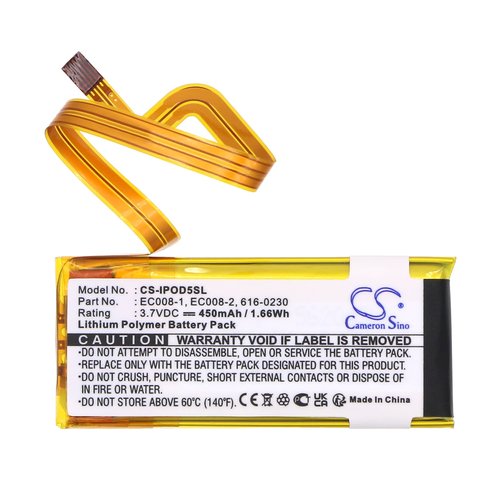 Batteri til mediespiller for Apple iPOD Video 30 GB, iPOD classic 80 GB osv.