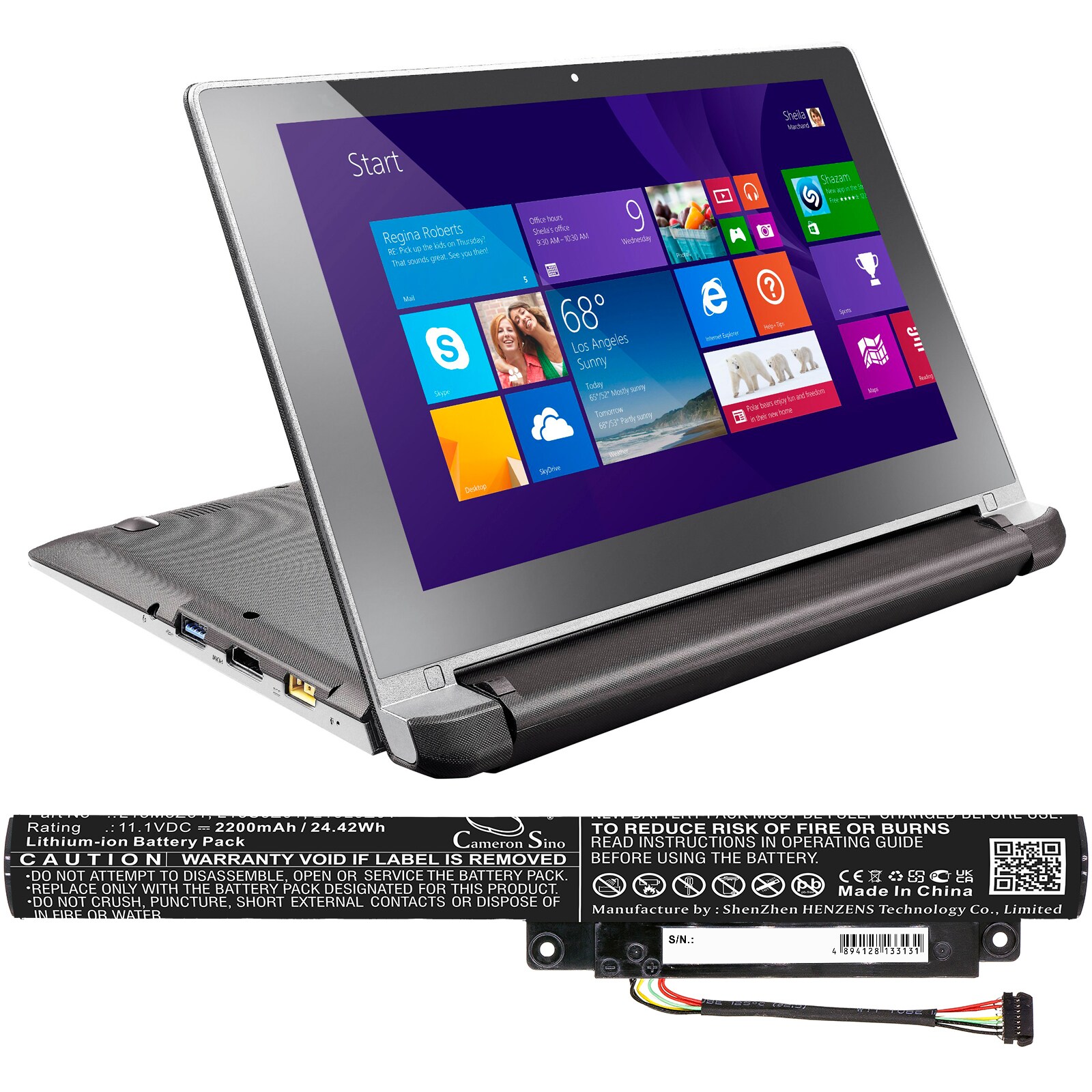 Batteri til bærbar PC for Lenovo IdeaPad Flex 10, 59-439199, 59-407061