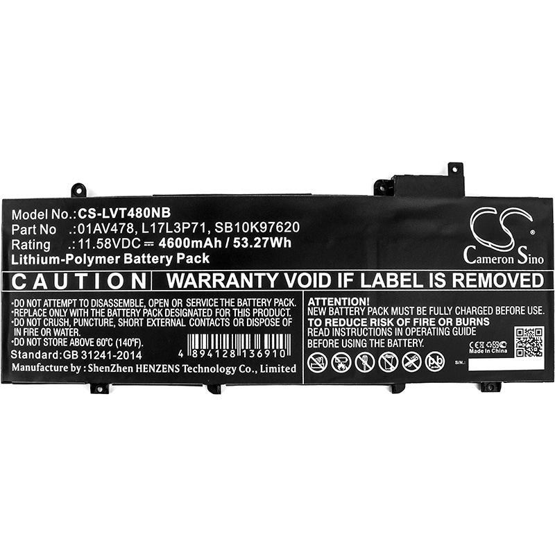 Batteri til bærbar PC for Lenovo ThinkPad T480s, ThinkPad T480s 20L7A006CD og andre.
