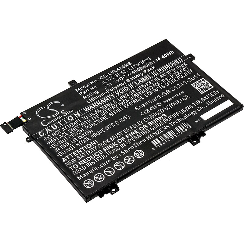 Batteri til bærbar PC for Lenovo ThinkPad L480, ThinkPad L580, 20LS001WAU og andre.