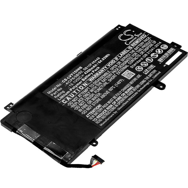 Batteri til bærbar PC for Lenovo ThinkPad Yoga 15, 20DQ001KUS og andre.