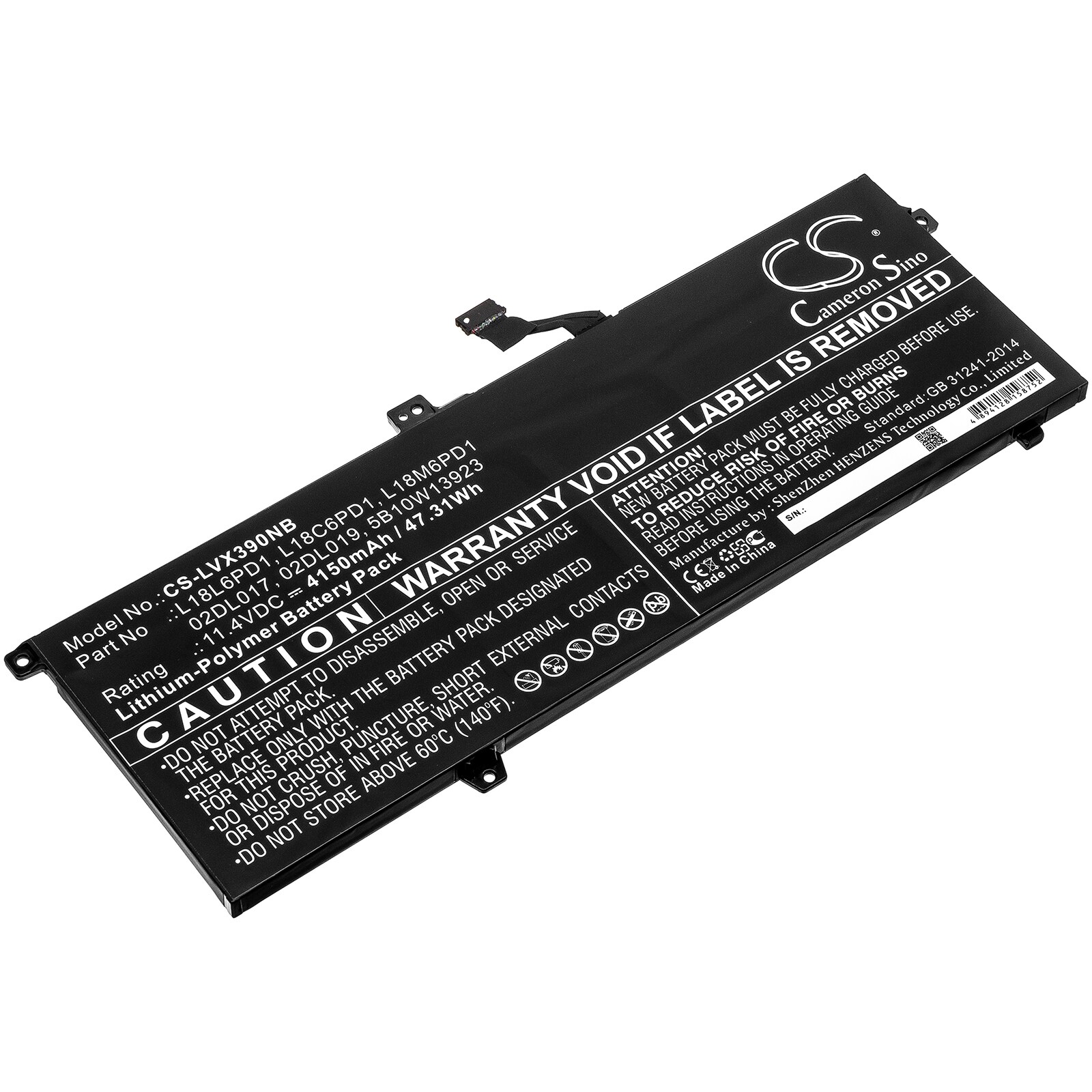 Batteri til bærbar PC for Lenovo ThinkPad X390 20Q0A00GCD og andre.