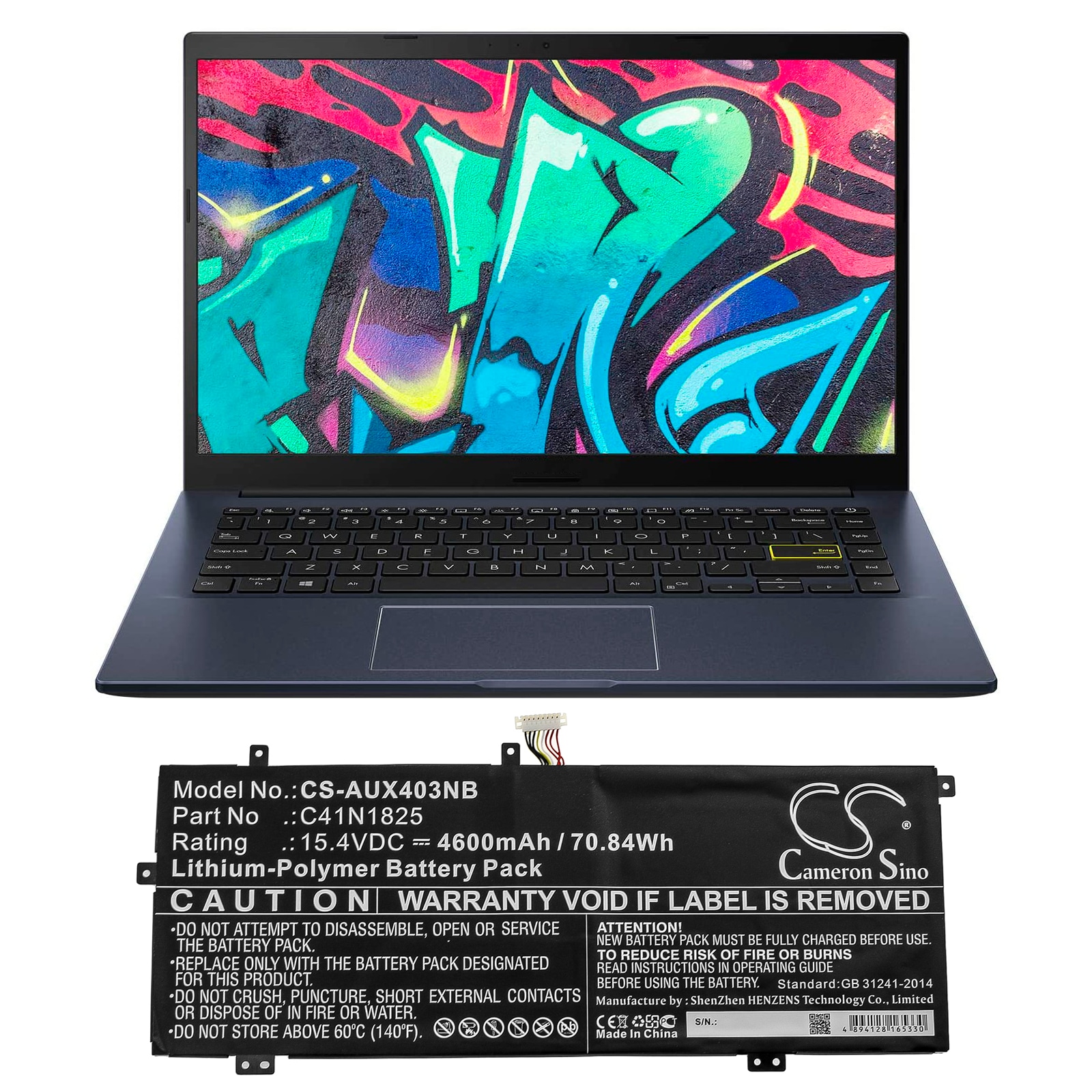 Batteri til bærbar PC for Asus VivoBook 14 X403FA-EB123T, I403FA-2C og andre.