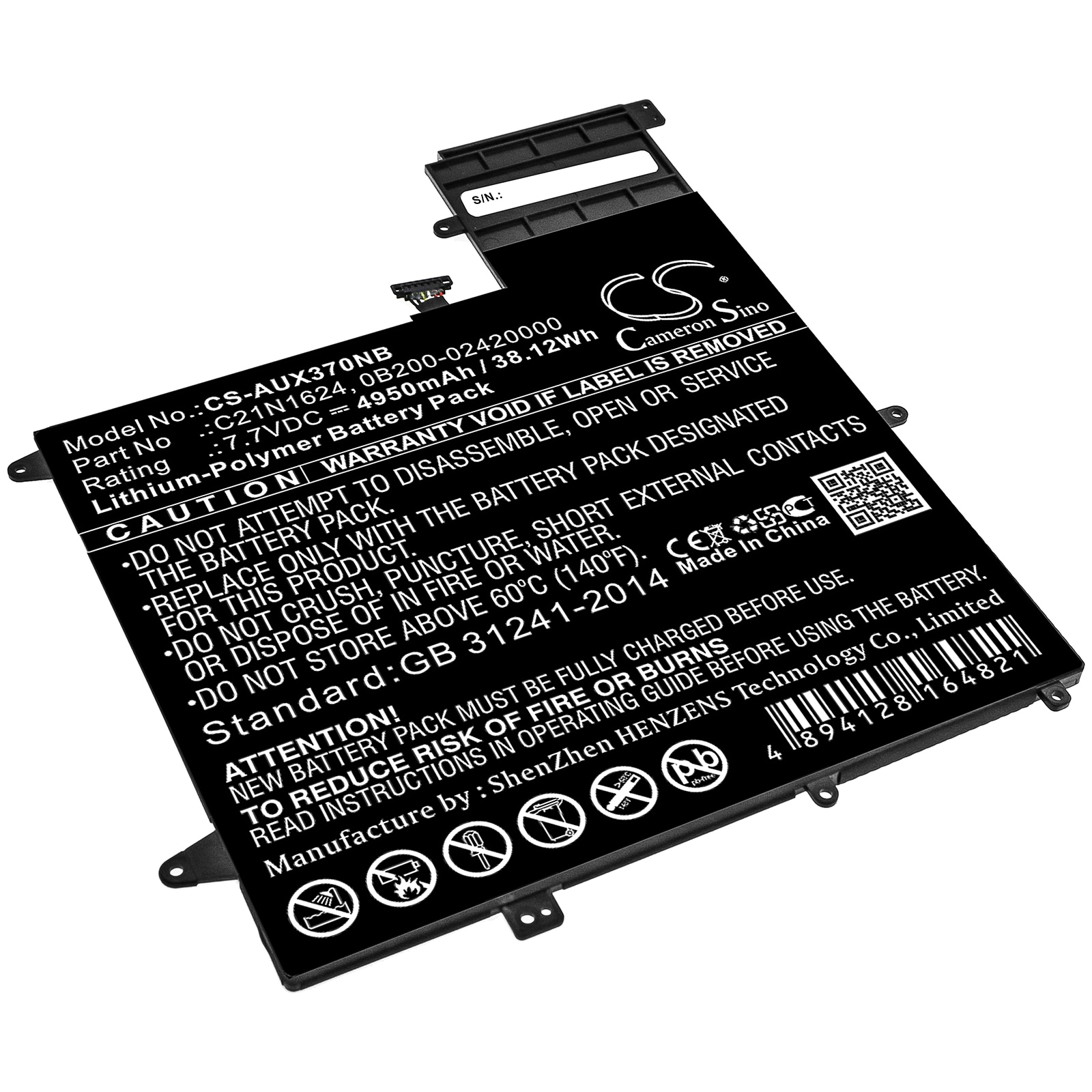 Batteri til bærbar PC for Asus ZenBook Flip S UX370UA-C4061T og andre.