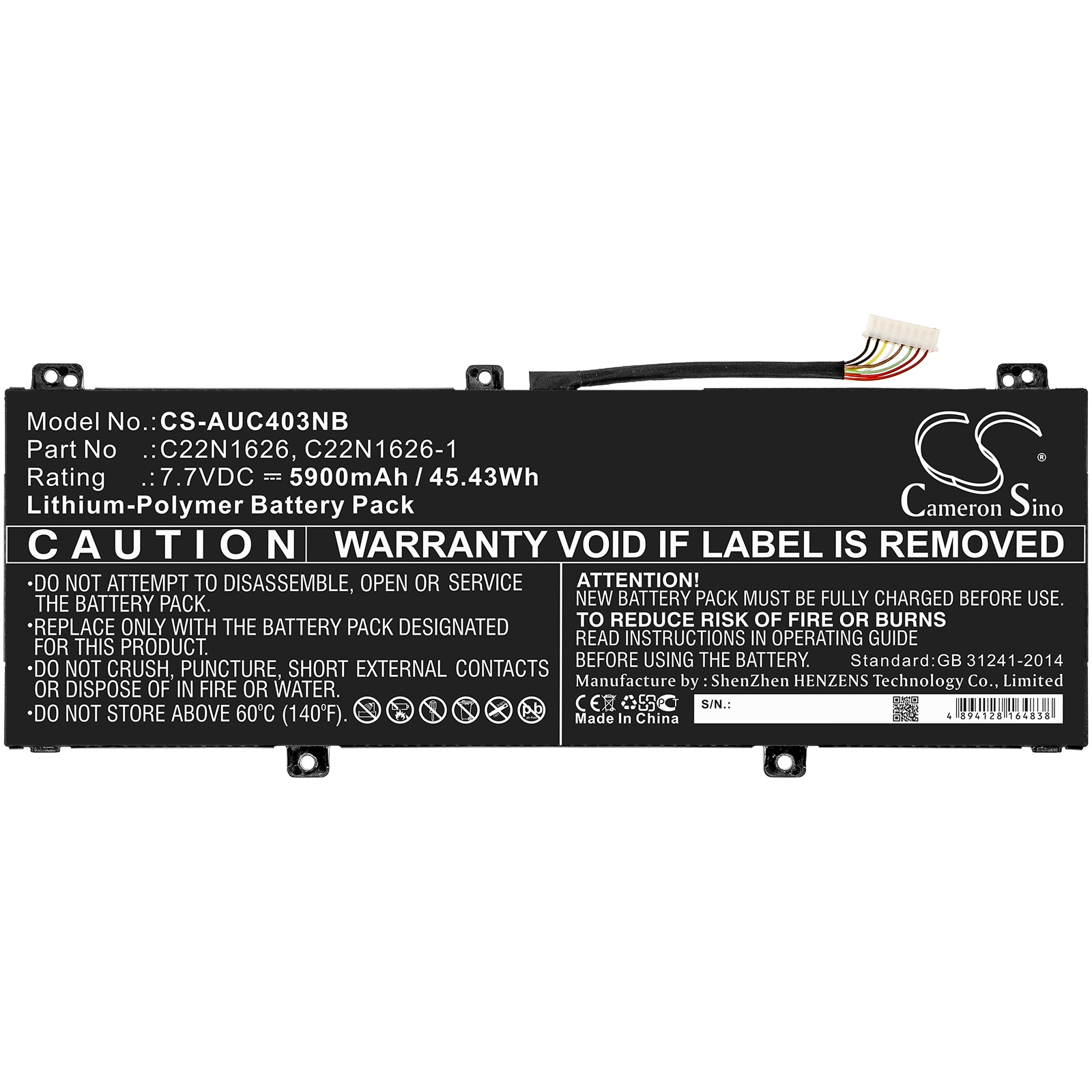 Batteri til bærbar PC for Asus Chromebook C403NA-FQ0004 og andre.