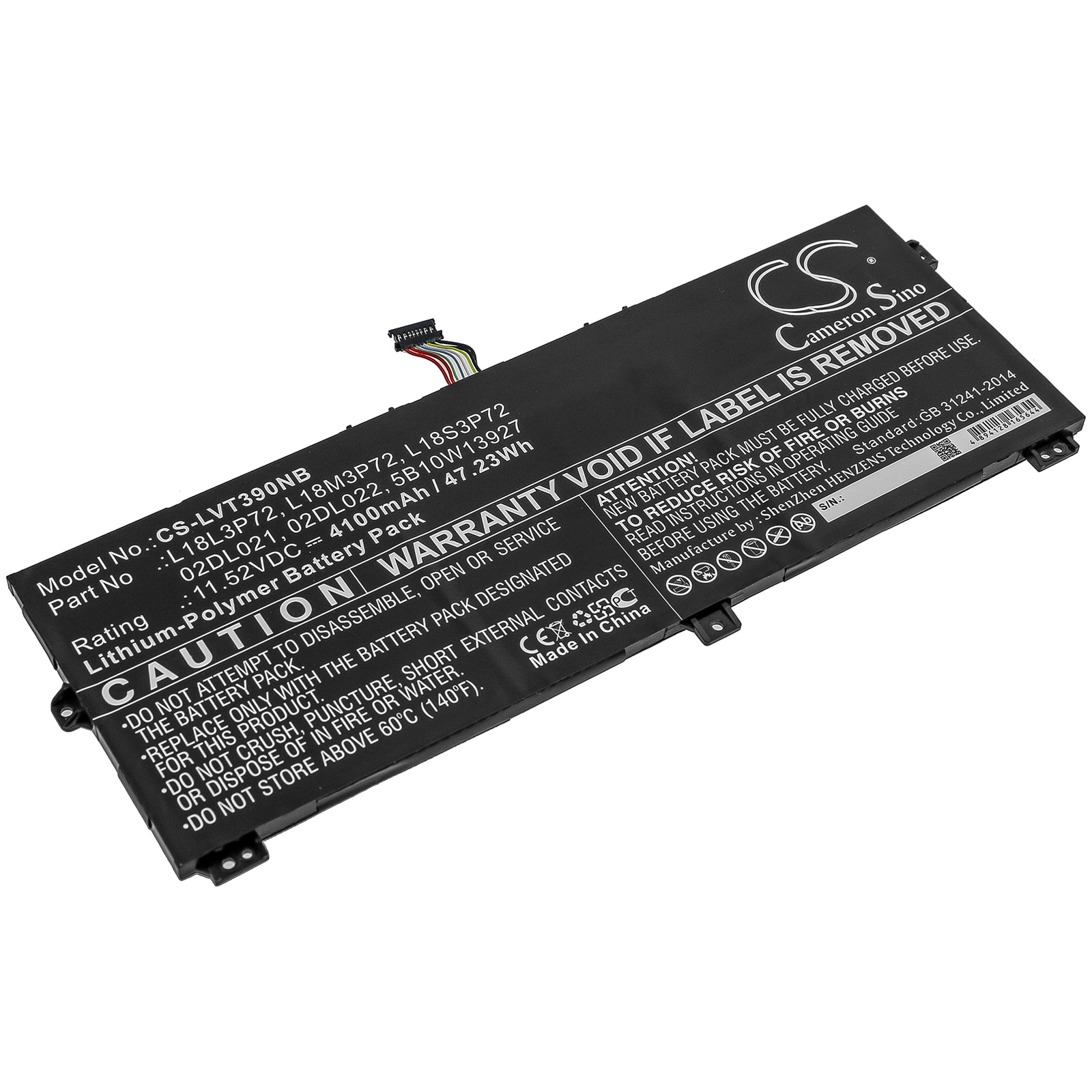 Batteri til bærbar PC for Lenovo X390 Yoga (05CD), ThinkPad X390 Yoga og andre.