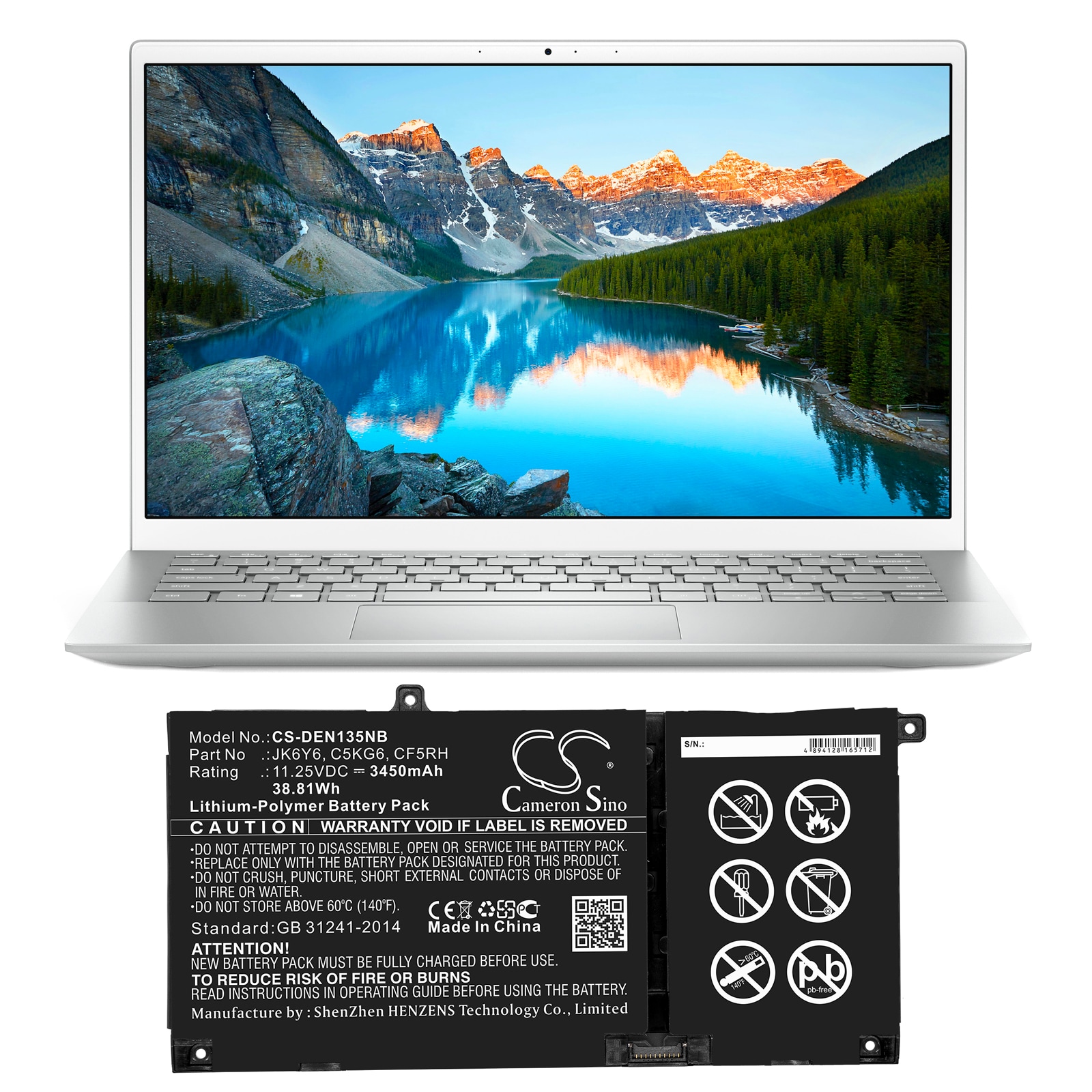 Batteri til bærbar PC for DELL Inspiron 13 5301, Vostro 14 5402 og andre