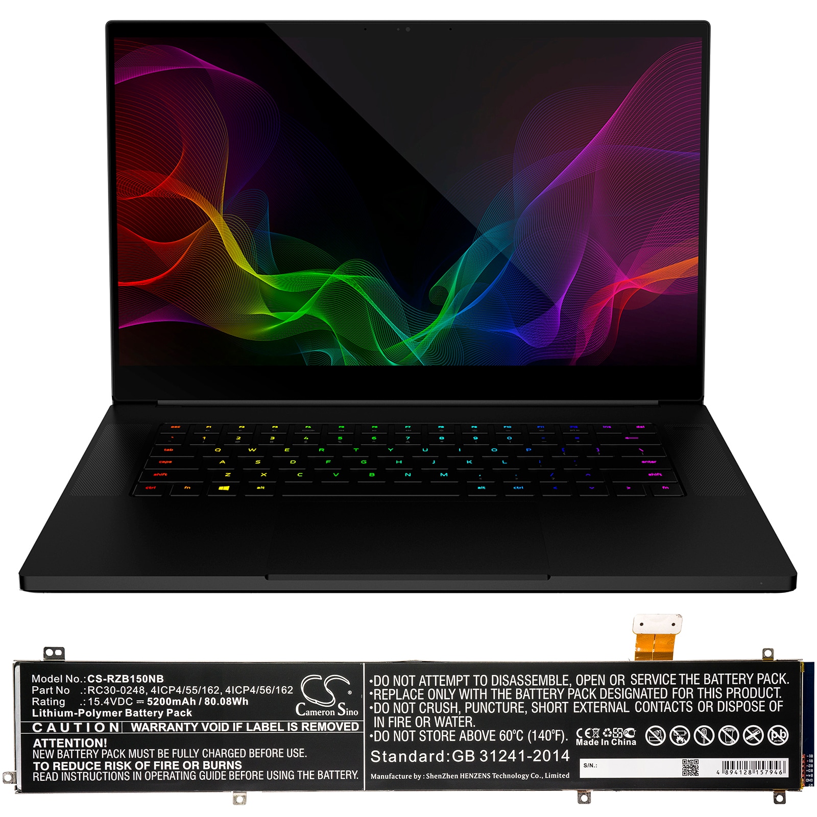 Batteri til bærbar PC for Razer Blade 15 2018 512GB 144Hz, Blade 15 Advanced og andre.
