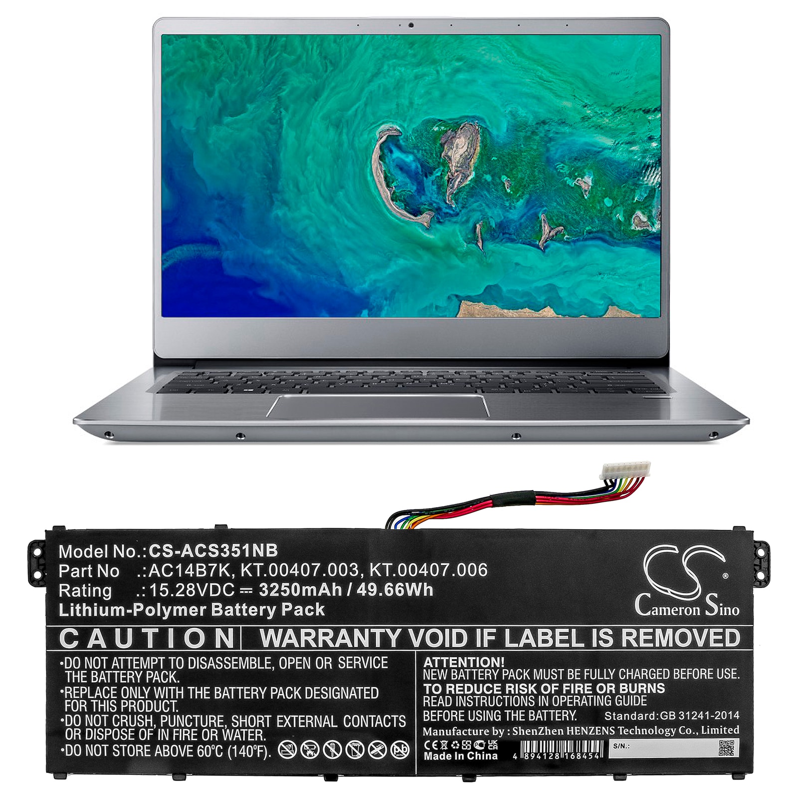 Batteri til bærbar PC for Acer Spin 5 SP515-51GN-84KQ og andre