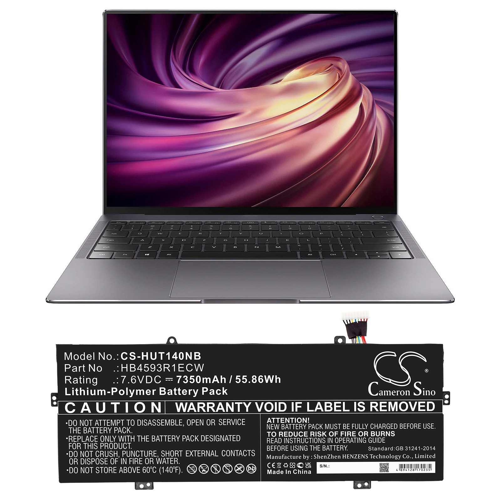 Batteri til Huawei MateBook X Pro og MagicBook – 7350 mAh Li-Polymer