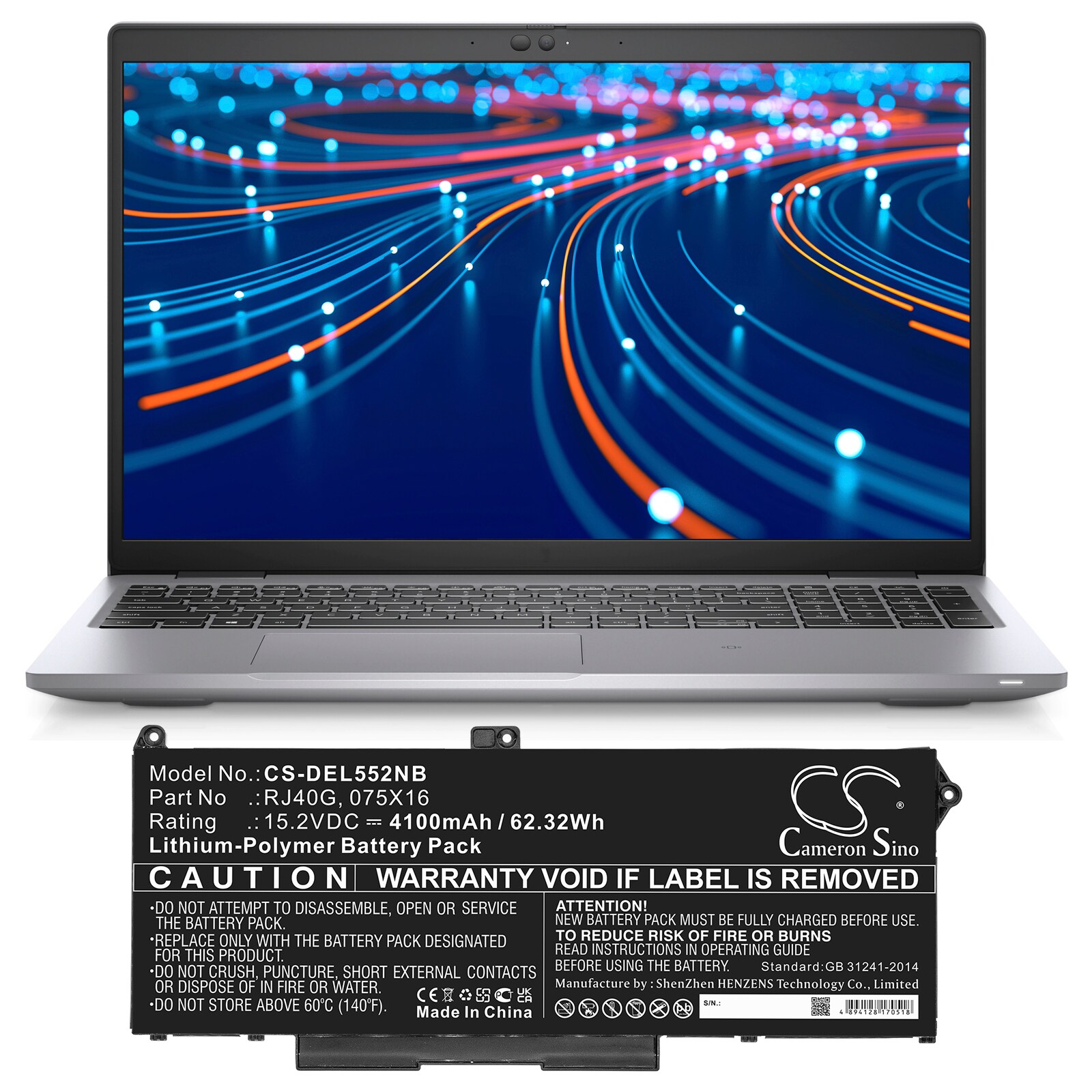 Batteri til bærbar PC for DELL Precision 15 3560 F3T9T, Precision 15 3560 og andre.