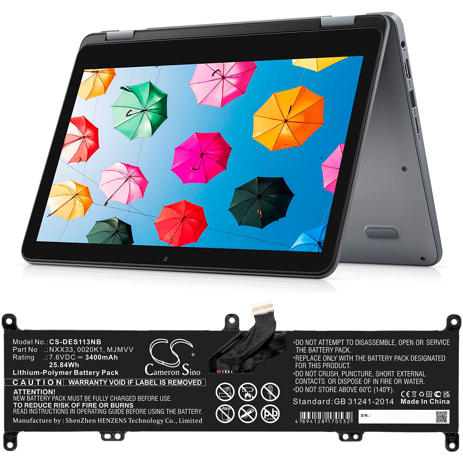 Batteri til bærbar PC for DELL Inspiron 11 3195 2-i-1