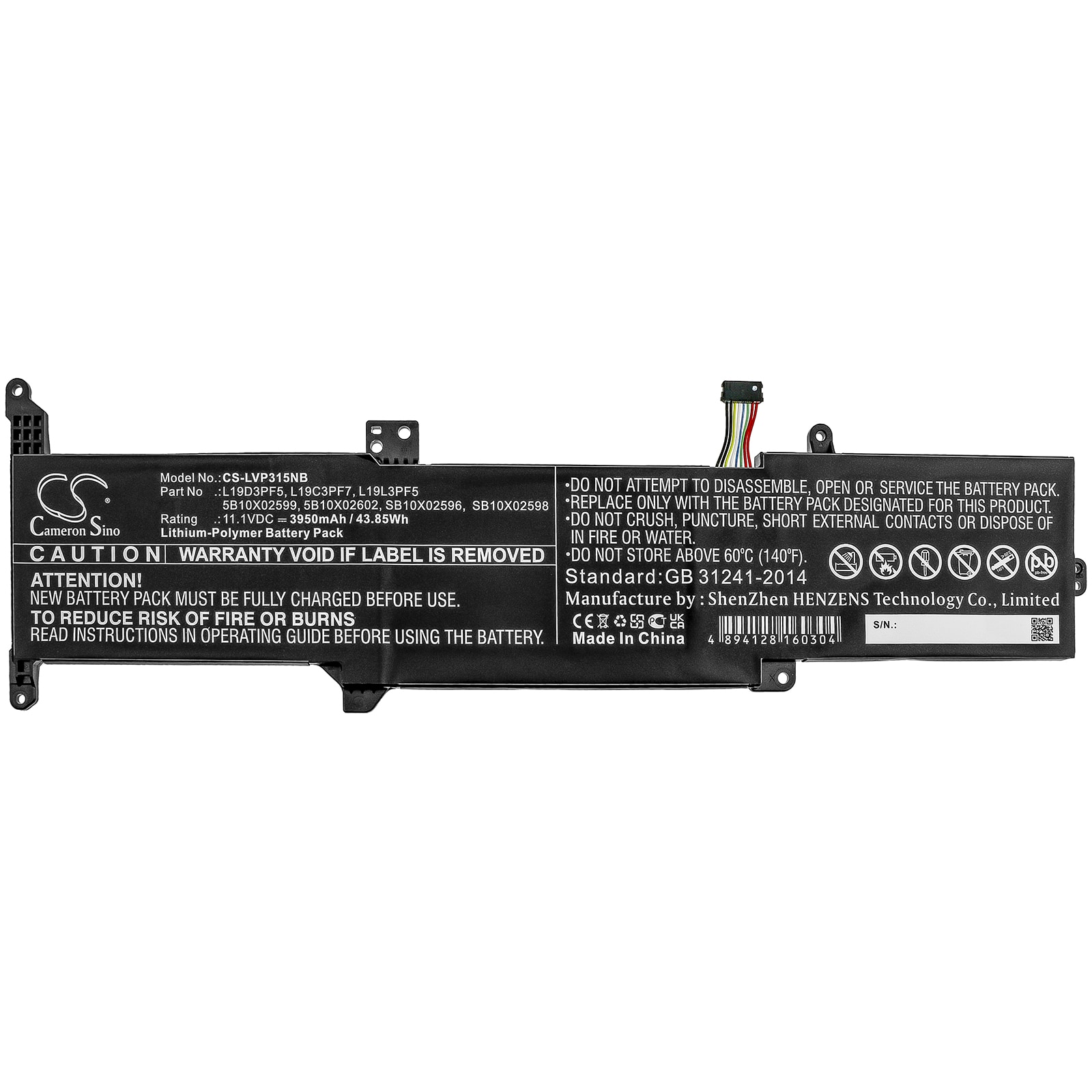 Batteri til bærbar PC for Lenovo Ideapad 3-15, ideapad 3-14IML05 81WA005WAU og andre.