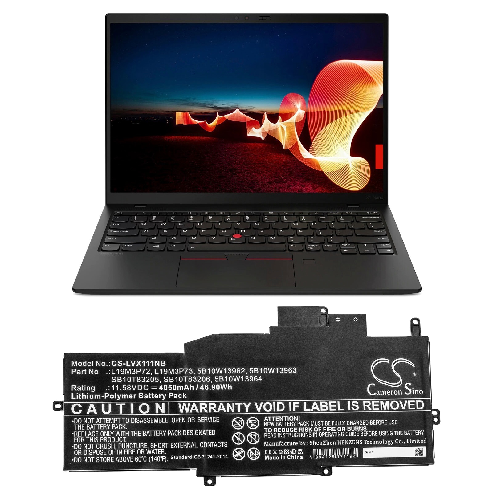 Batteri til bærbar PC for Lenovo ThinkPad X1 Nano og andre.