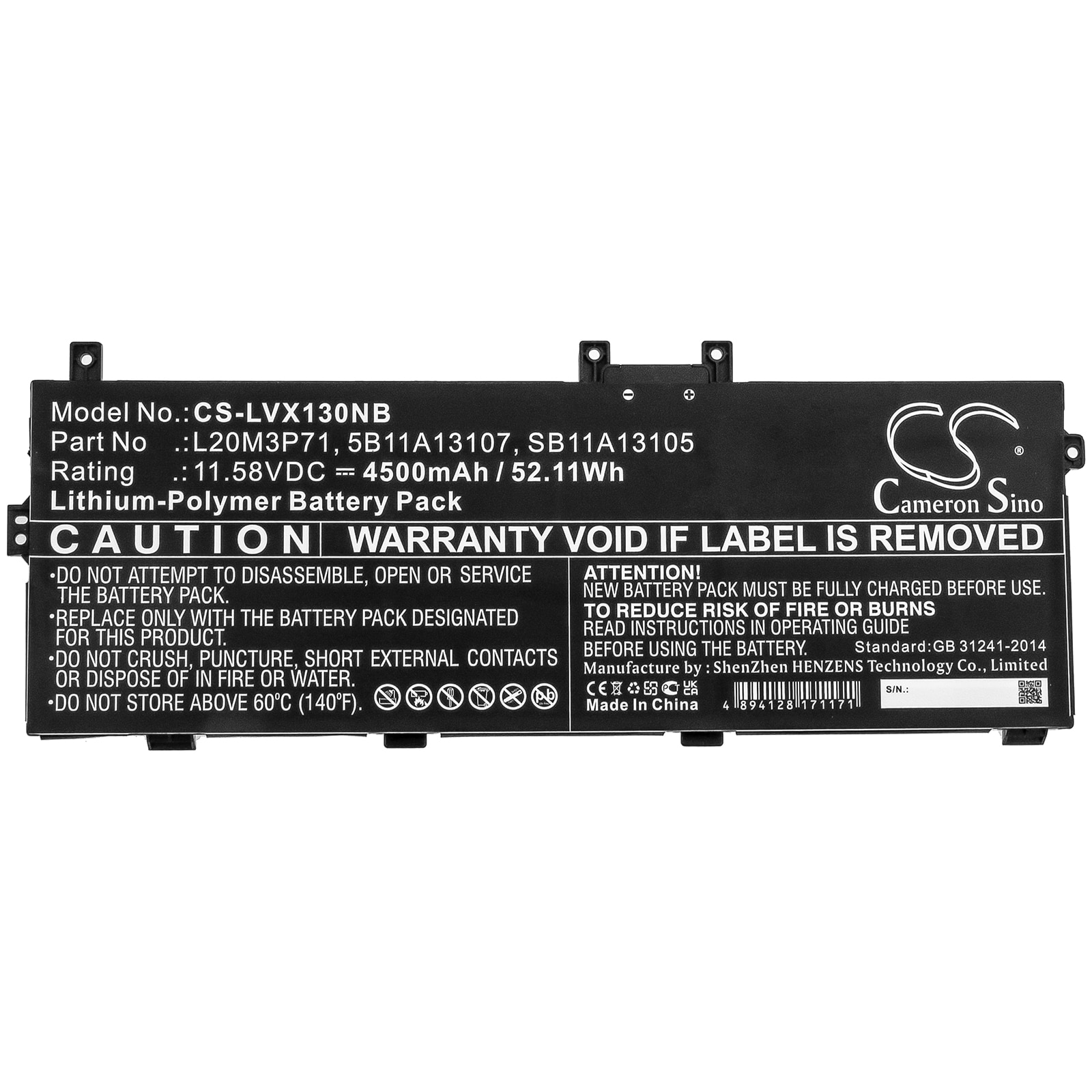 Batteri til bærbar PC for Lenovo ThinkPad X13 Yoga G2 20W80014GE og andre.