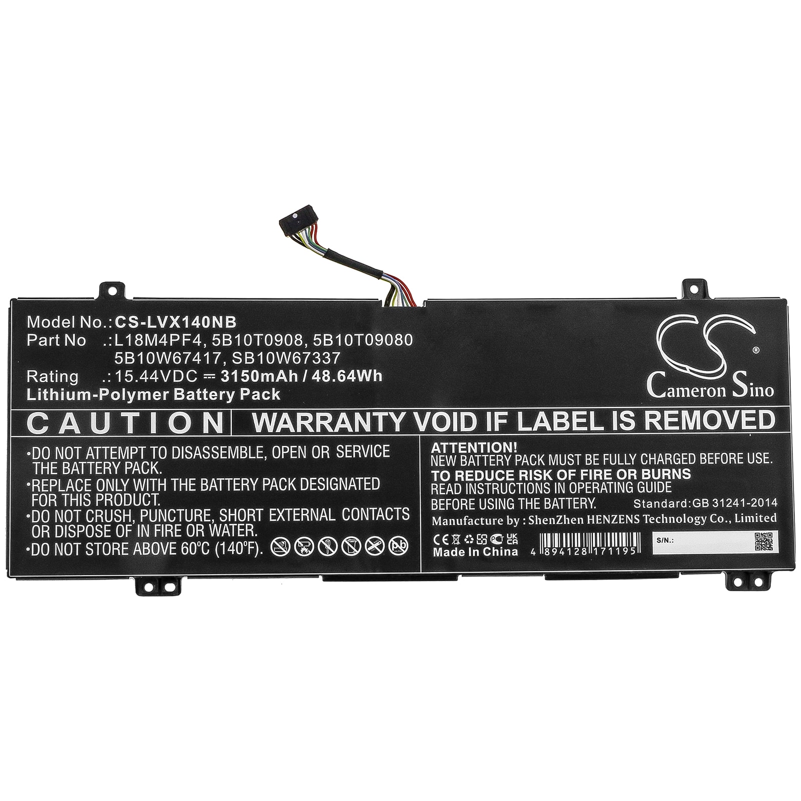 Bærbart batteri for Lenovo Xiaoxin Air 14 2019, Ideapad S540-14IWL og andre.