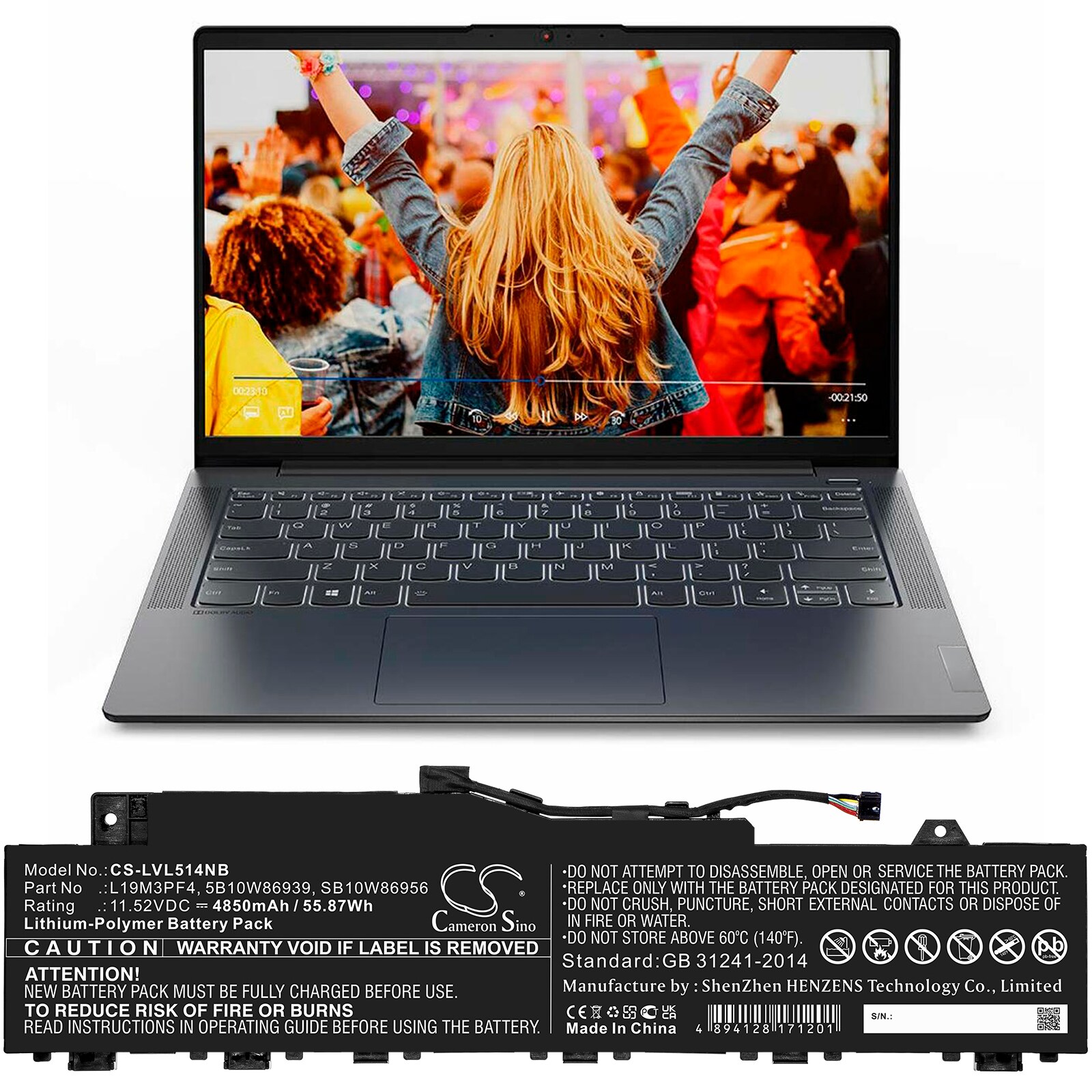 Batteri til bærbar PC for Lenovo IdeaPad 5 14ARE05, Ducati 5 82ES000DAU og andre.