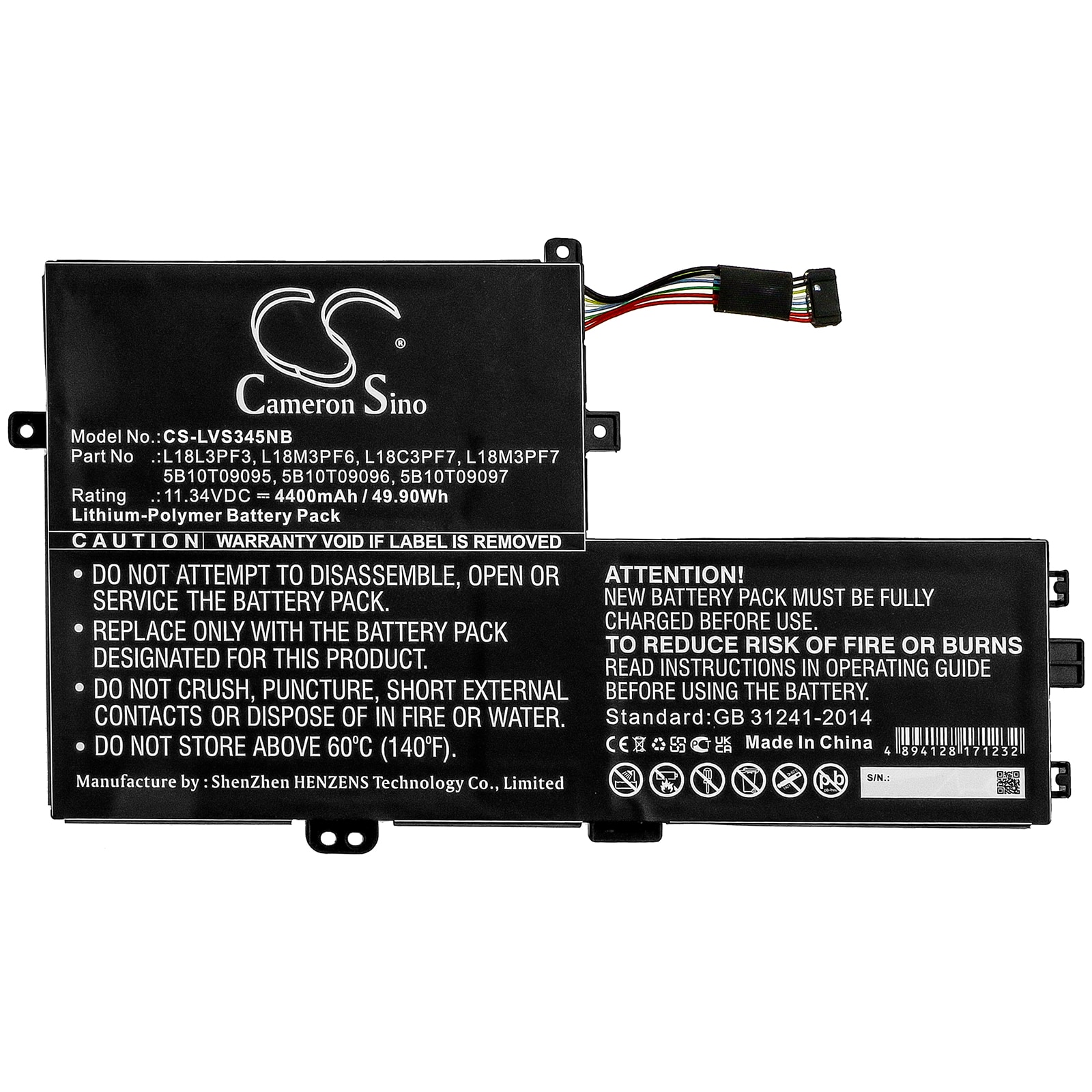 Batteri til bærbar PC for Lenovo IdeaPad S340-15IIL (81WW) og andre.