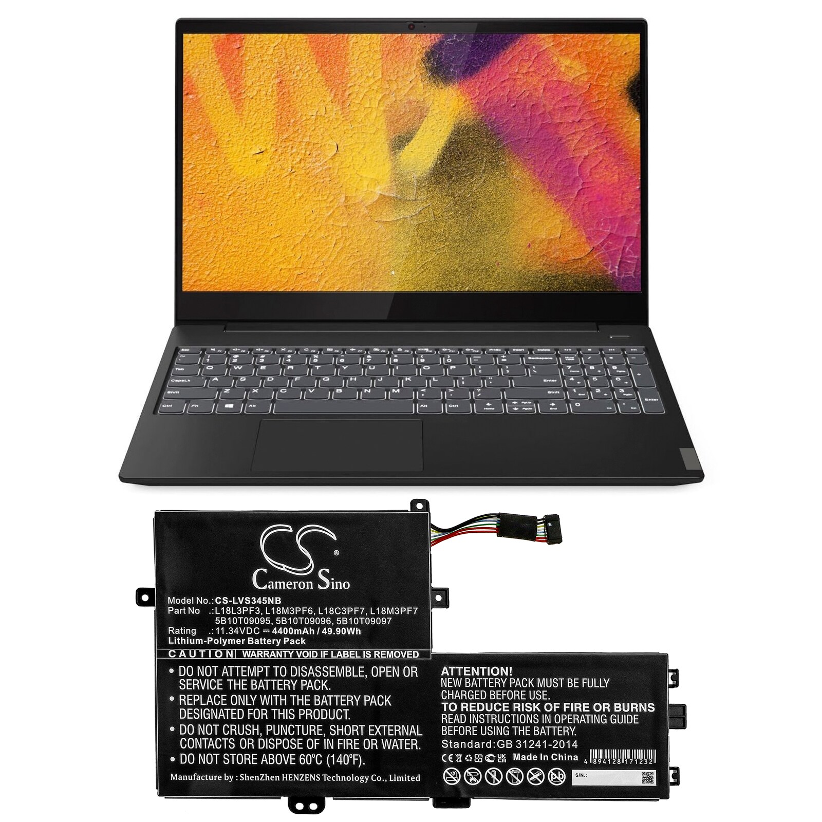 Batteri til bærbar PC for Lenovo IdeaPad S340-15IIL (81WW) og andre.