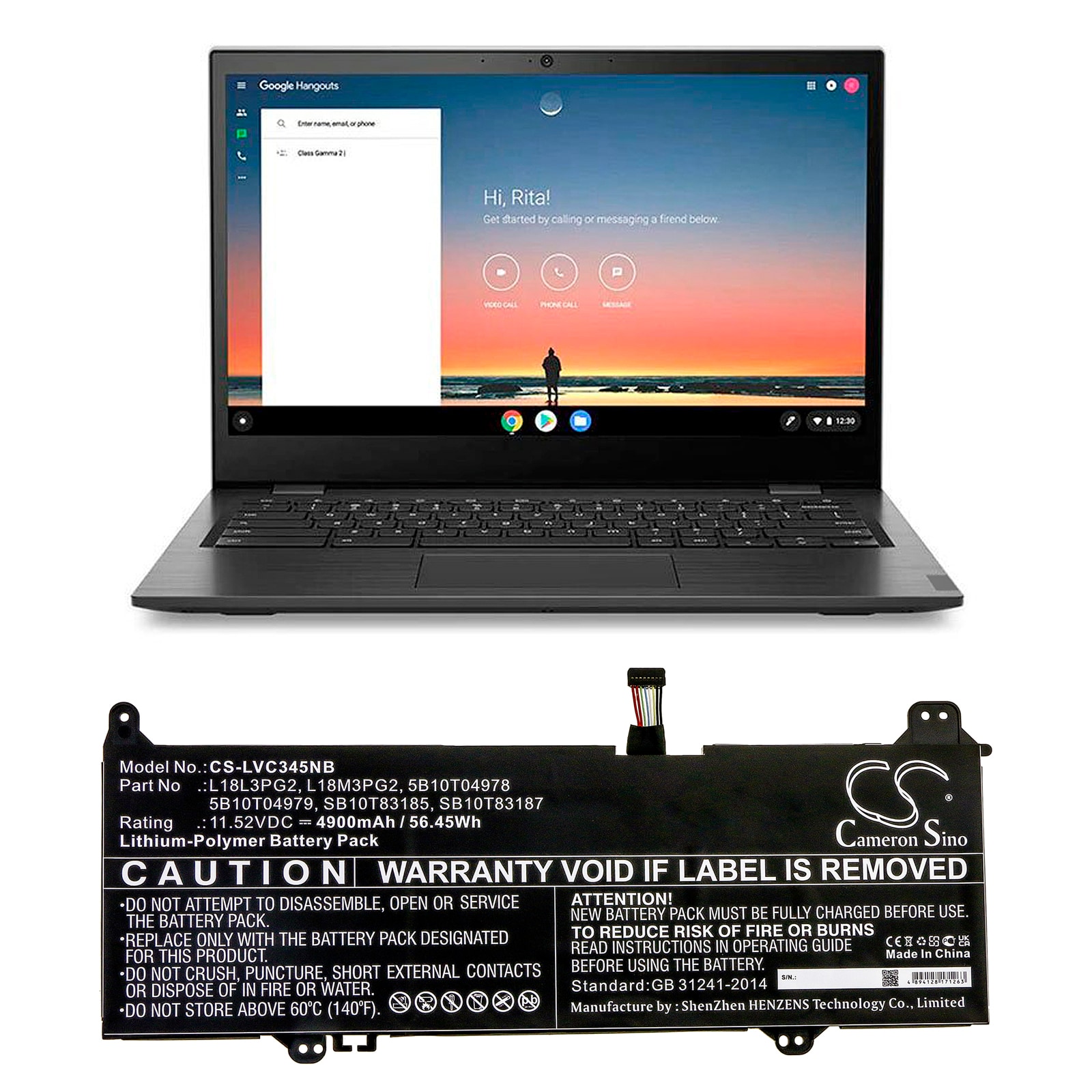 Batteri til bærbar PC for Lenovo Chromebook S345-14AST (81WX0008GE) og andre.