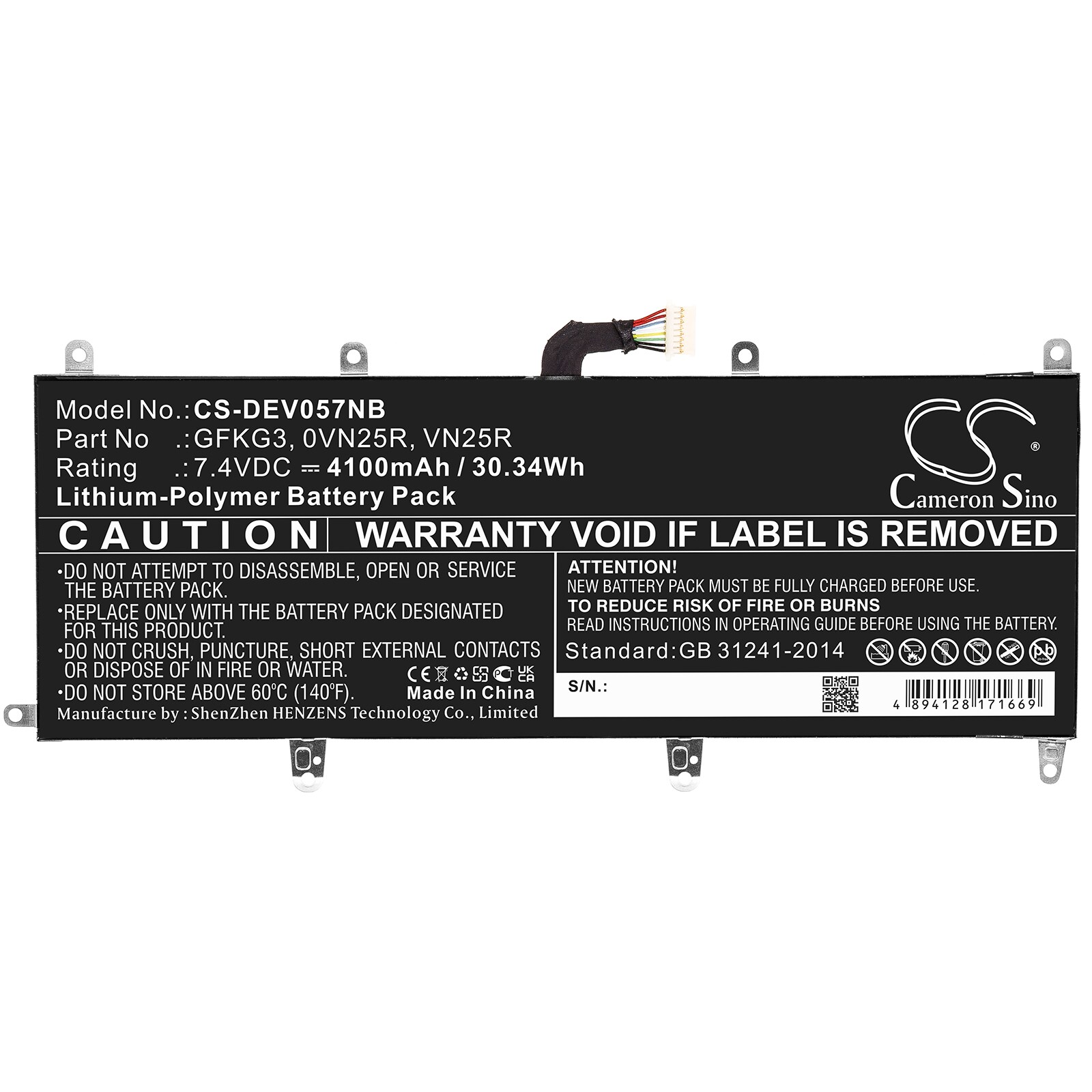 Batteri til bærbar PC for DELL Venue 10 Pro, Venue 10 Pro 5056