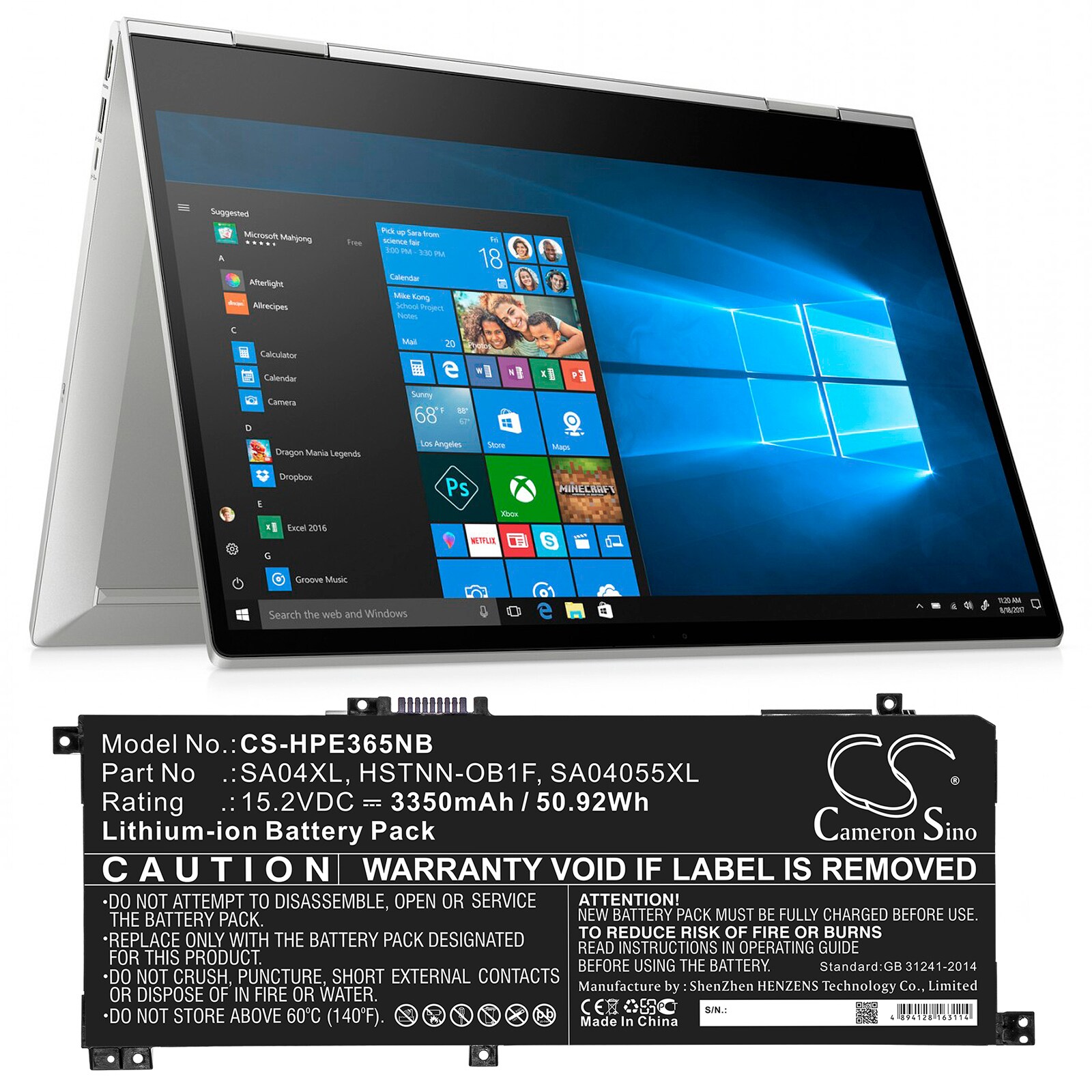 Batteri til bærbar PC for HP Envy X360 15-DS0002NC, Envy X360 15-dr0005na og andre