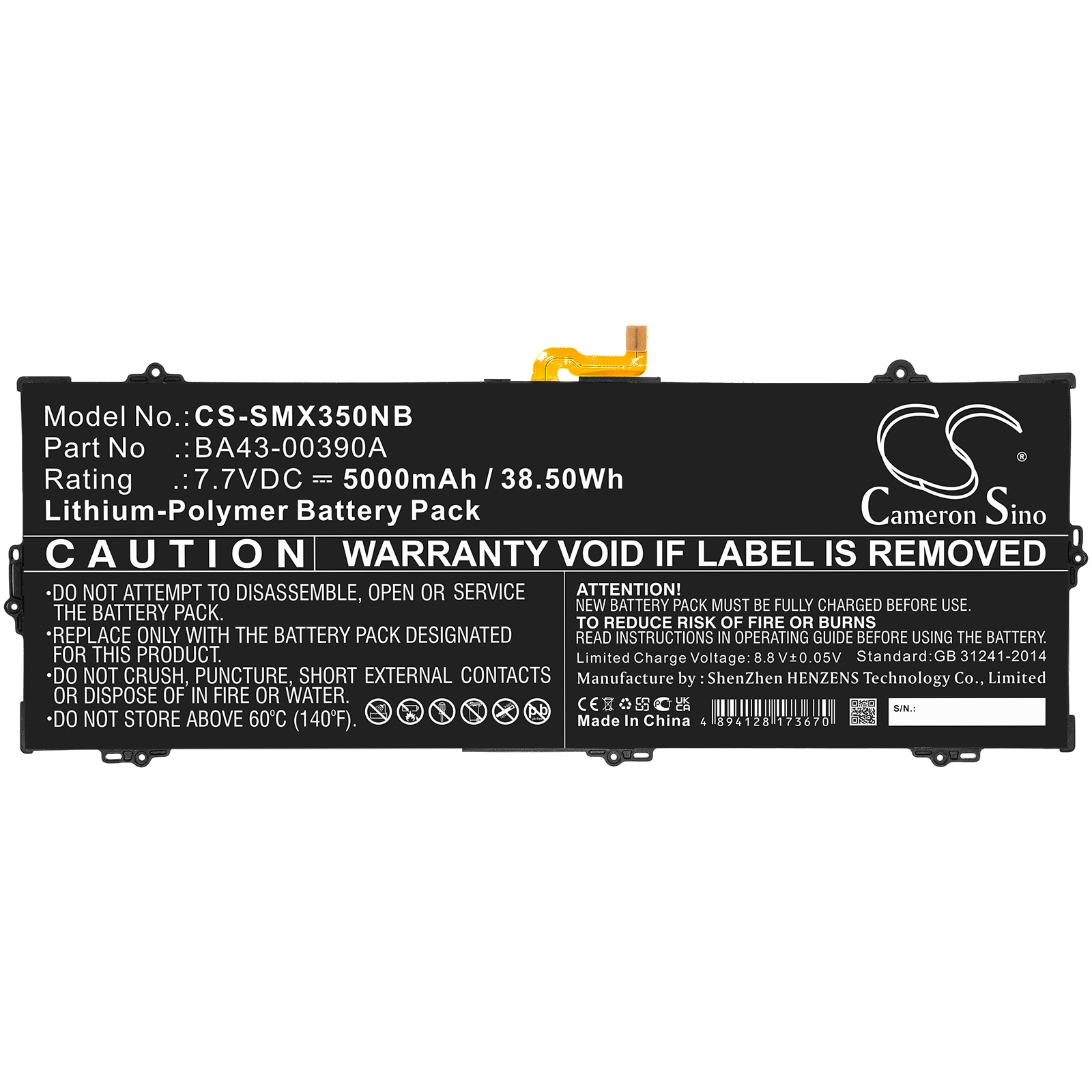 Batteri til bærbar PC for Samsung Chromebook 15,6", XE350XBA-K01US
