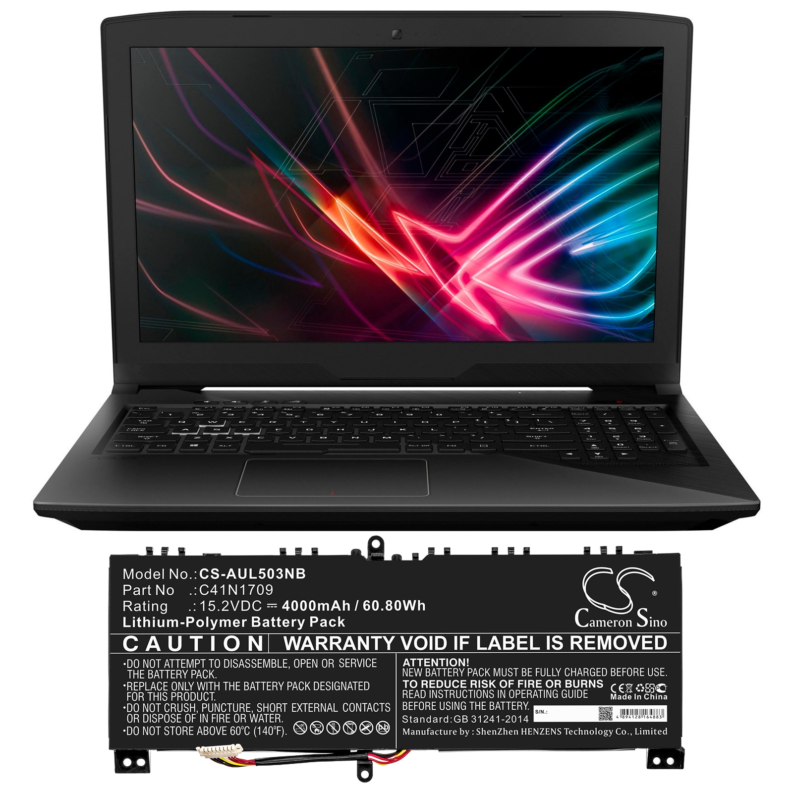 Batteri til bærbar PC for Asus ROG Strix GL503VS-0041A7700HQ og andre.