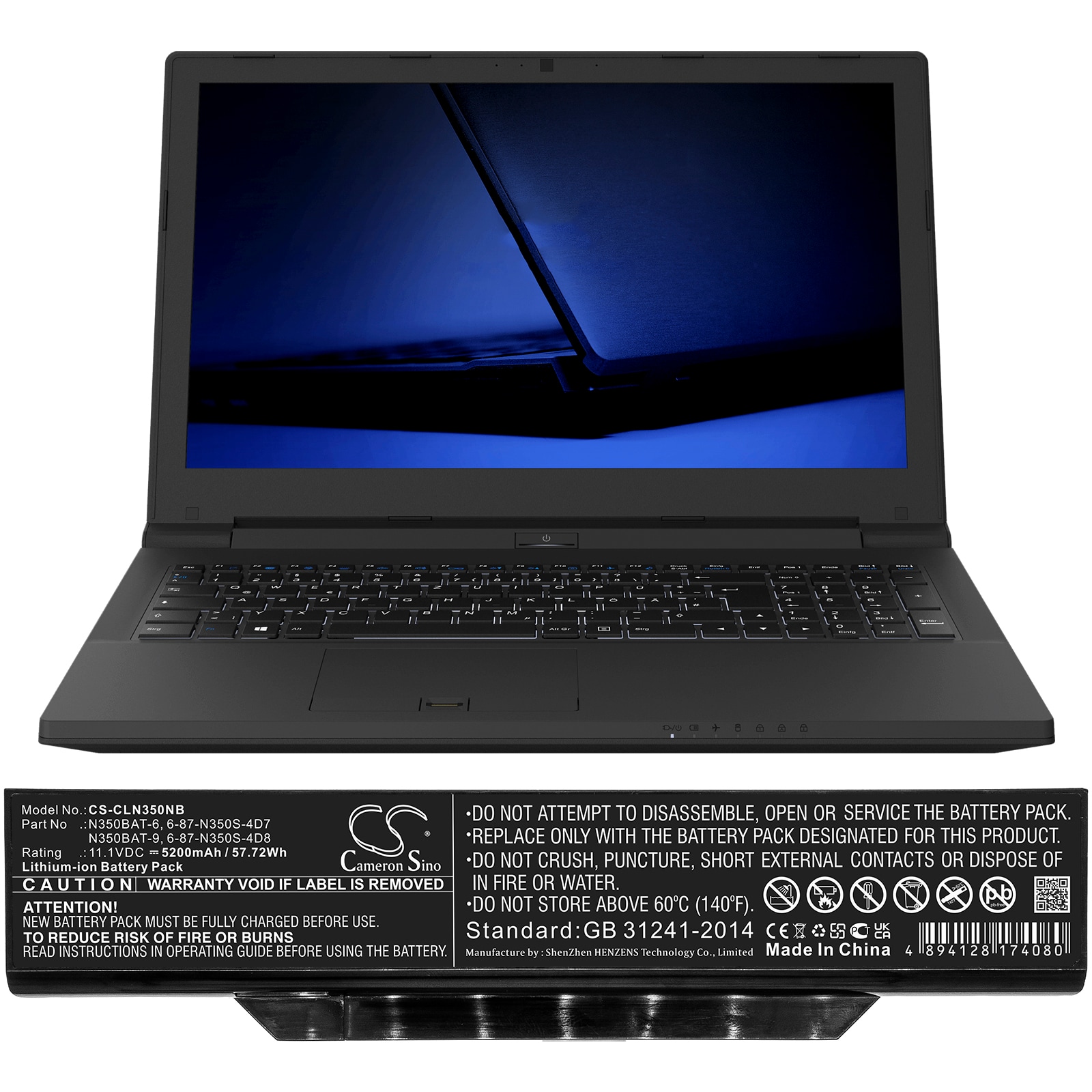 Batteri til bærbar PC for Clevo N350DV, N350DW, B519II(47781)(N350TW) og andre