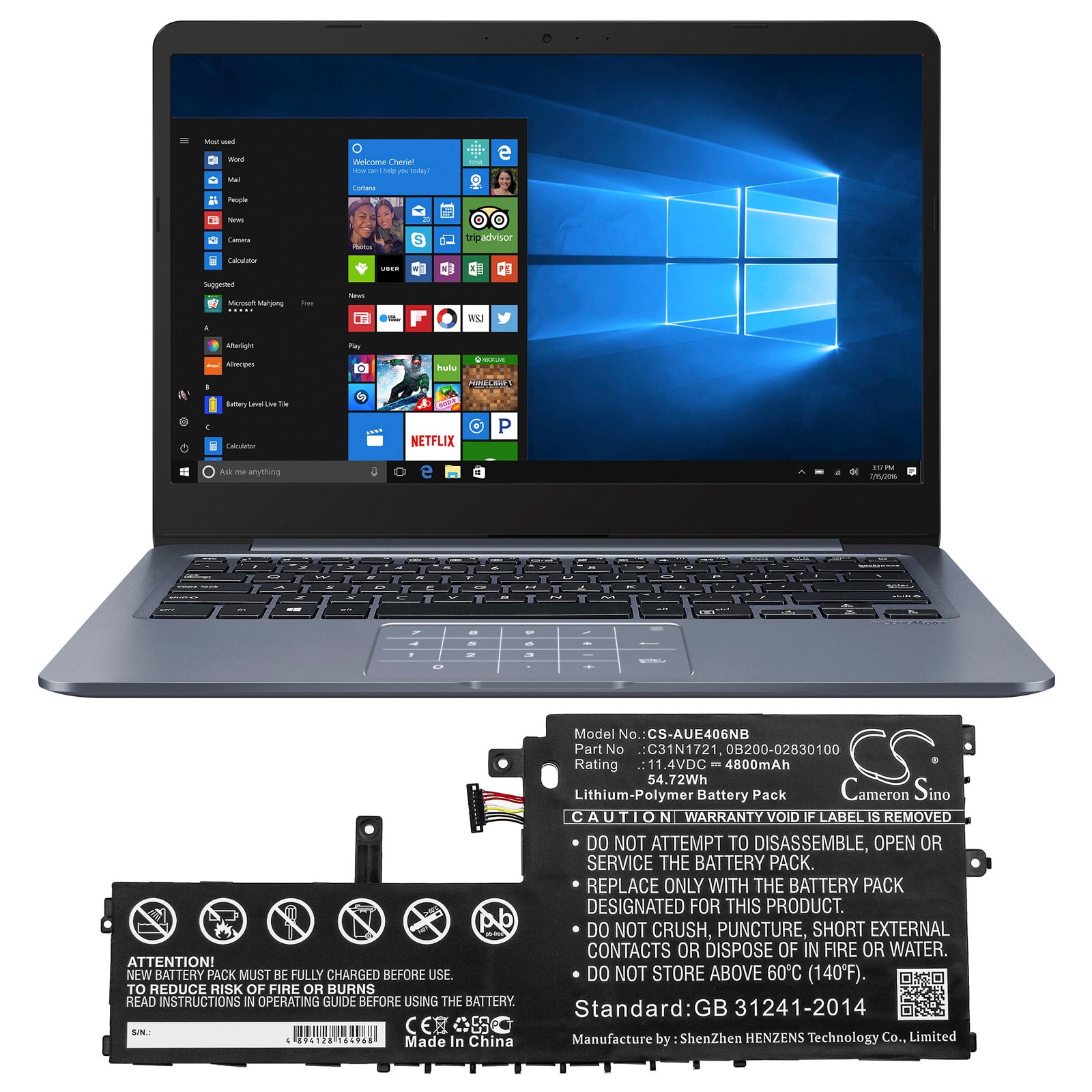 Batteri til bærbar PC for Asus E406MA-1C, E406MA-EB199TS, E406MA-BV199TS og andre.