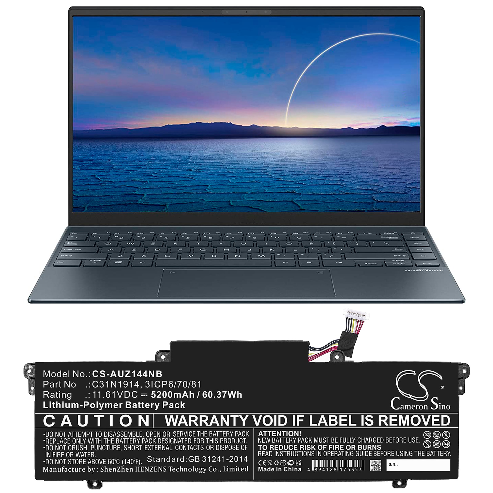 Batteri til bærbar PC for Asus Zenbook 14 UX435EG-AI084T og andre.