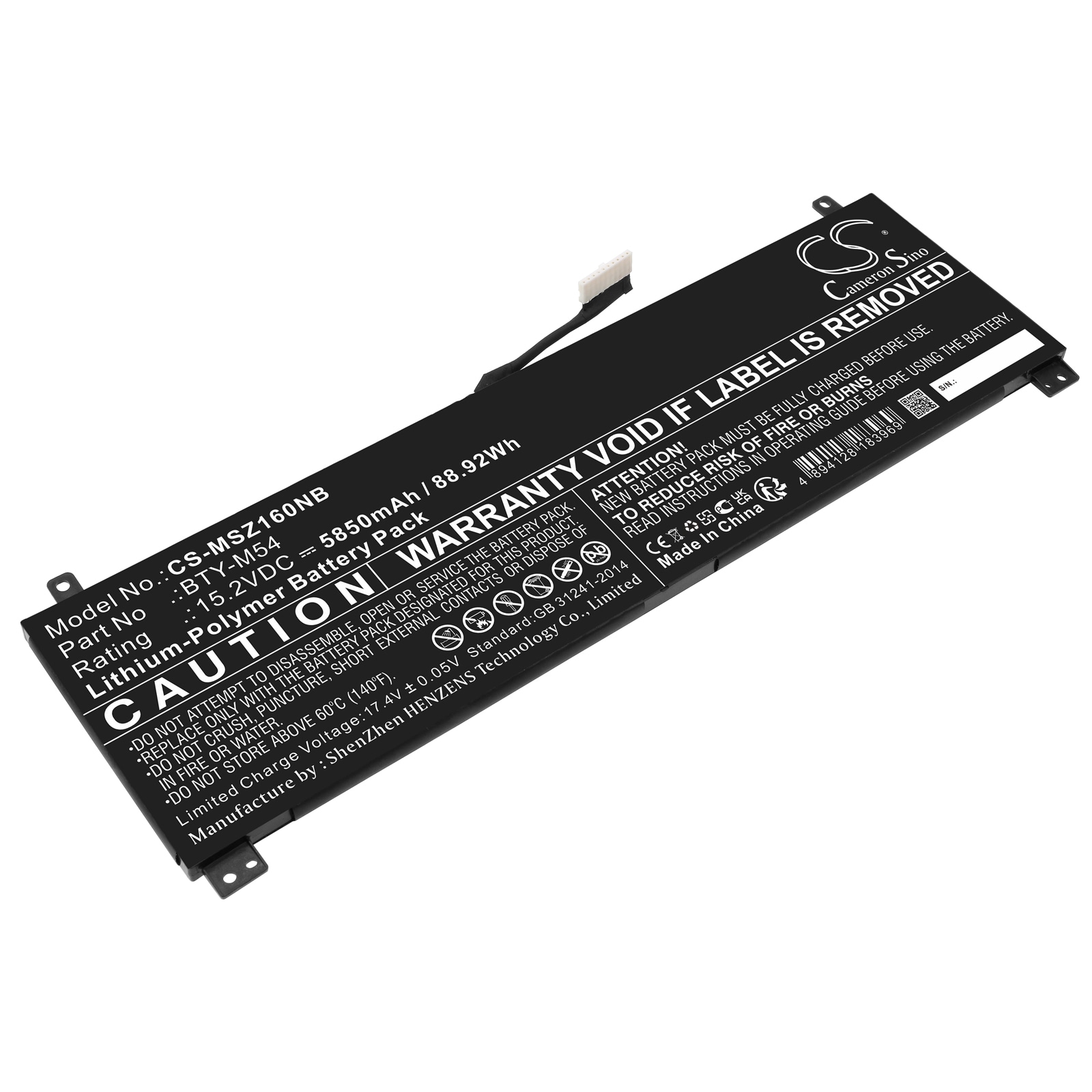 Batteri til bærbar PC for MSI Creator Z16 A11UET-031UK og andre