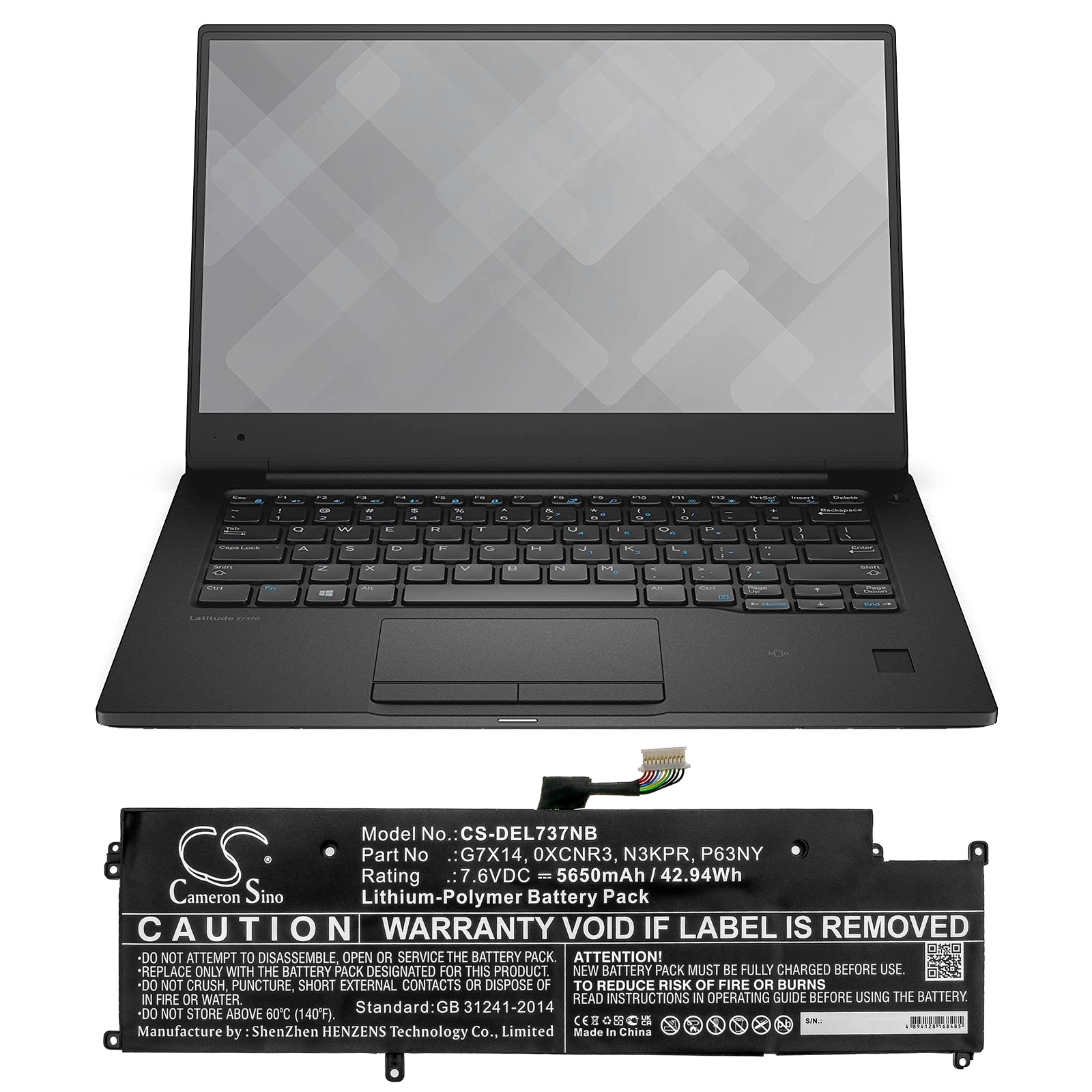 Batteri til bærbar PC for DELL Latitude E7370, Latitude 13 7370
