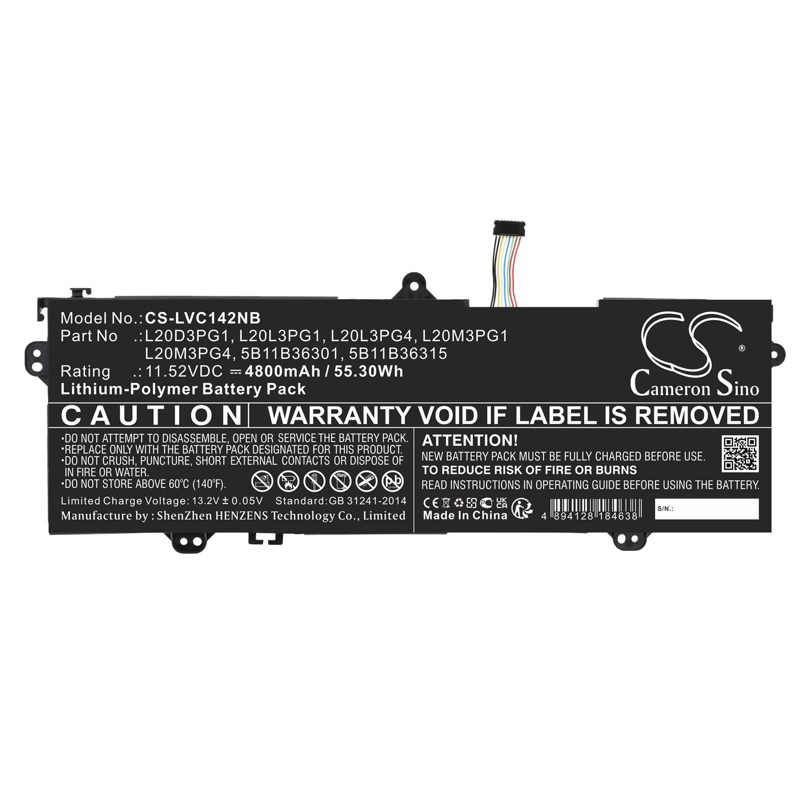 Batteri til bærbar PC for Lenovo 14w Gen 2 82N8001JIV, 14w Gen 2 82N8000QCK og andre.