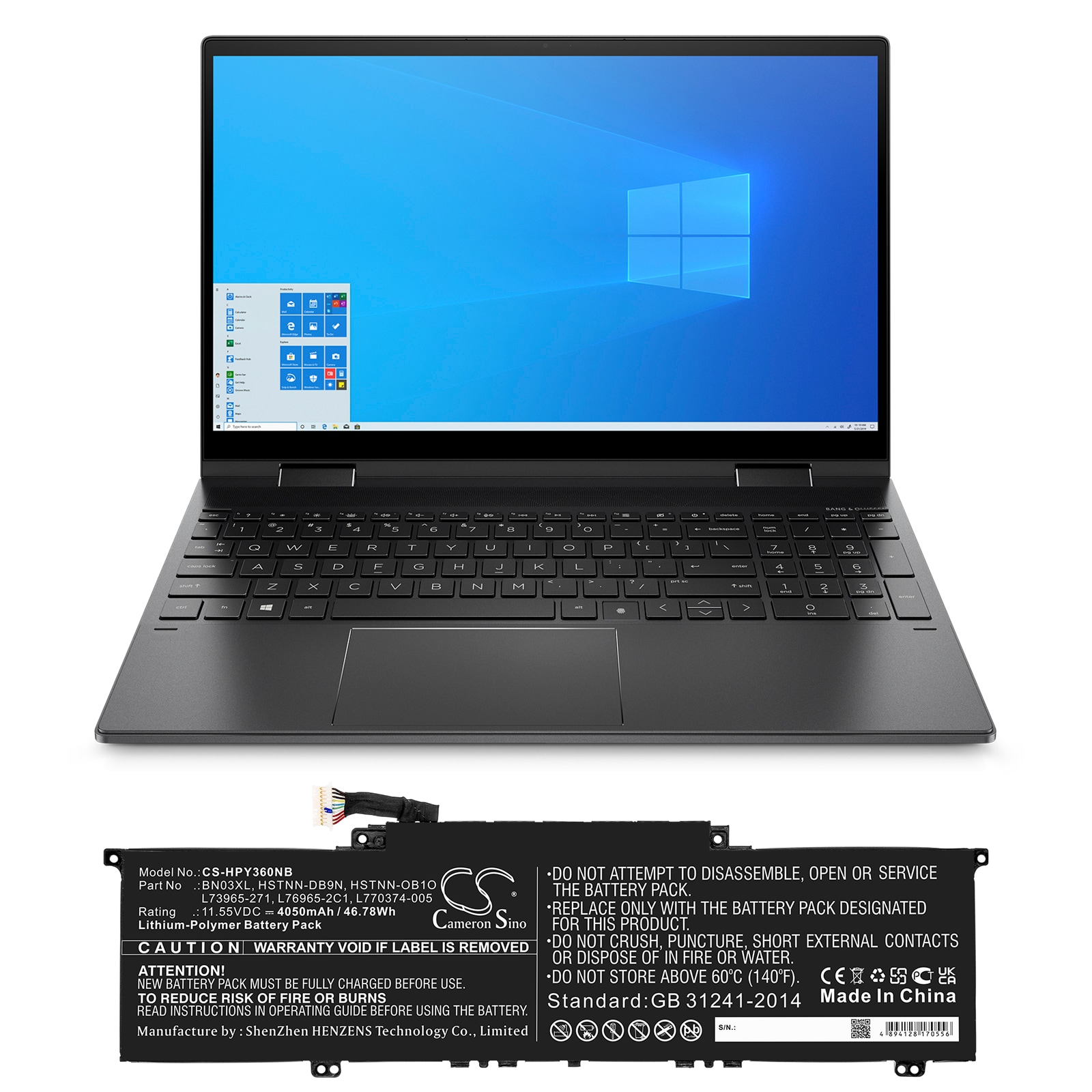 Batteri til bærbar PC for HP Envy X360 15T-ED000, Envy X360 13-ay0360ng og andre