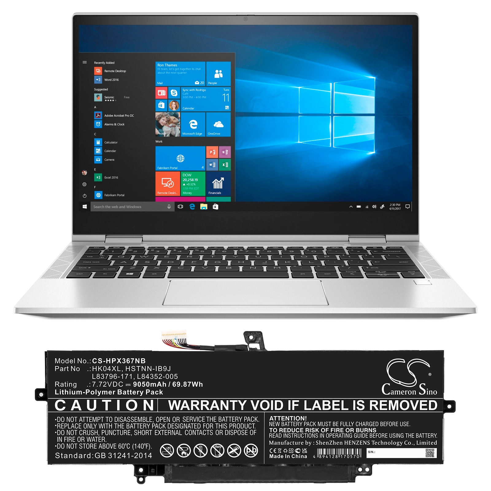 Batteri til bærbar PC for HP EliteBook X360 1040 G7 226Z2PA og andre