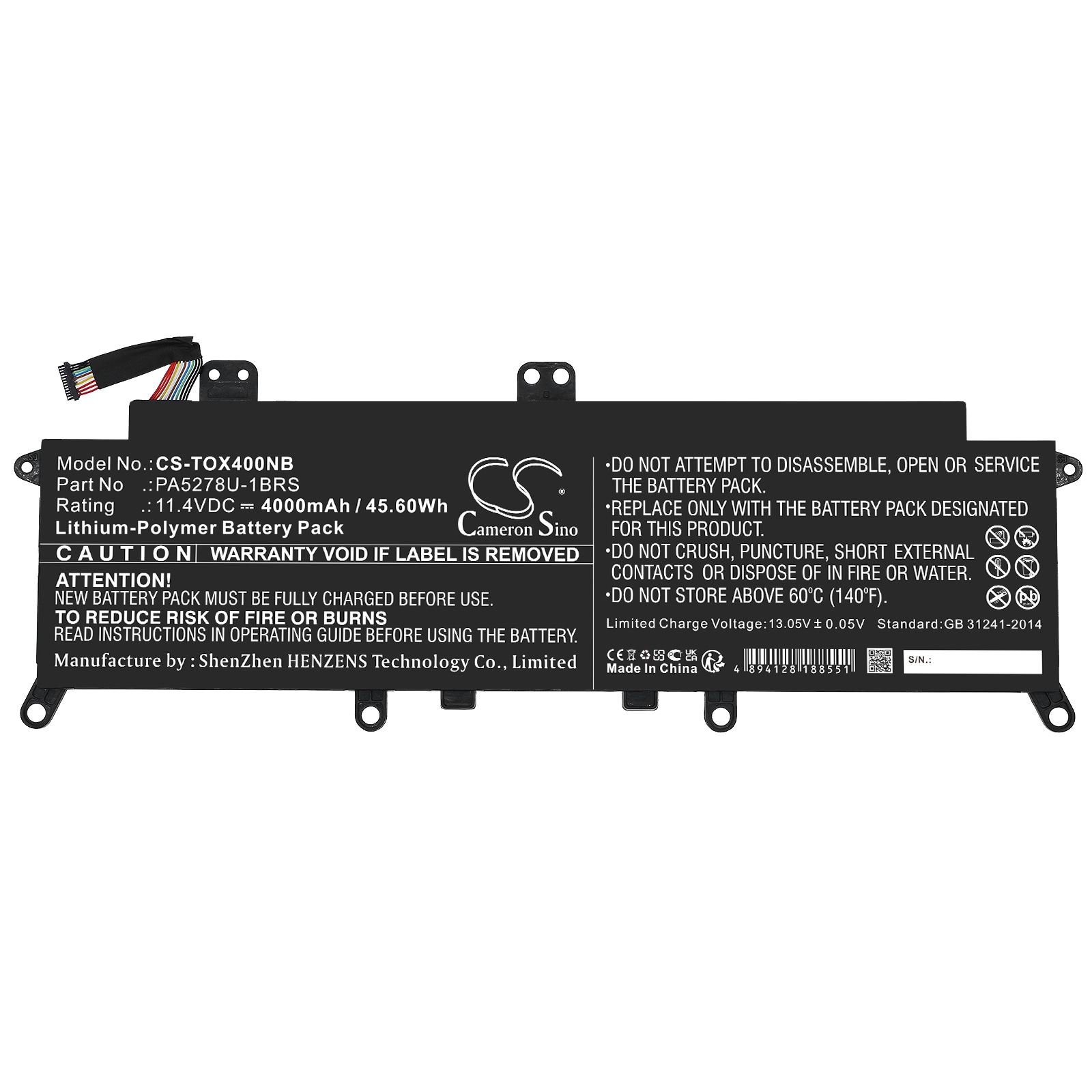 Batteri til bærbar PC for Toshiba Tecra X40-D-145, Tecra X40-D-176 og andre.