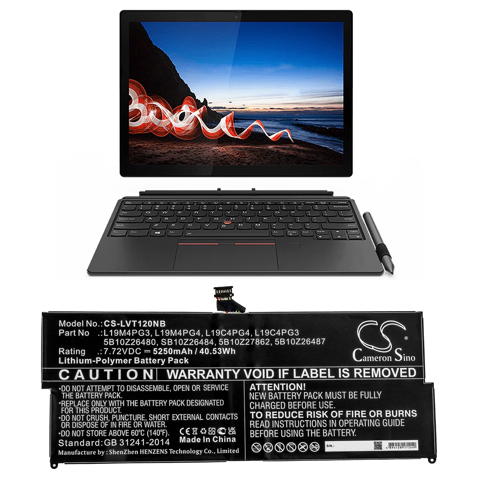 Batteri til bærbar PC for Lenovo ThinkPad X12 Avtakbar