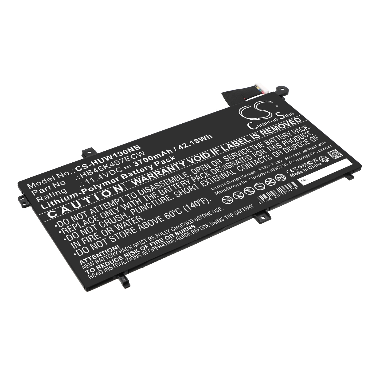 Batteri til bærbar PC for Huawei MateBook D 2018, MateBook D 53010BAJ og andre.