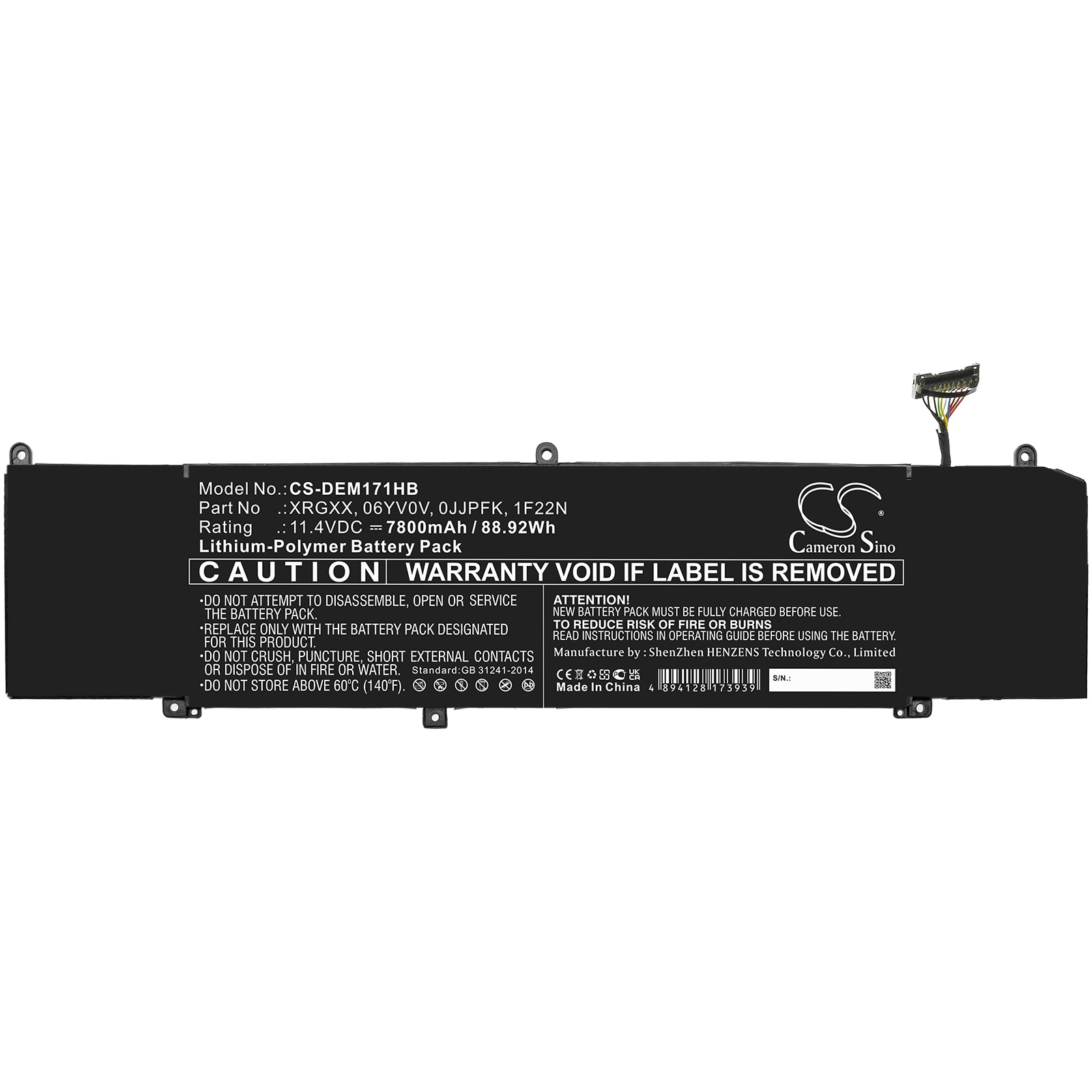 Batteri til bærbar PC for DELL G5 5590-D2785W, ALW15M-D1523S, G7 7590-D2785B og andre.