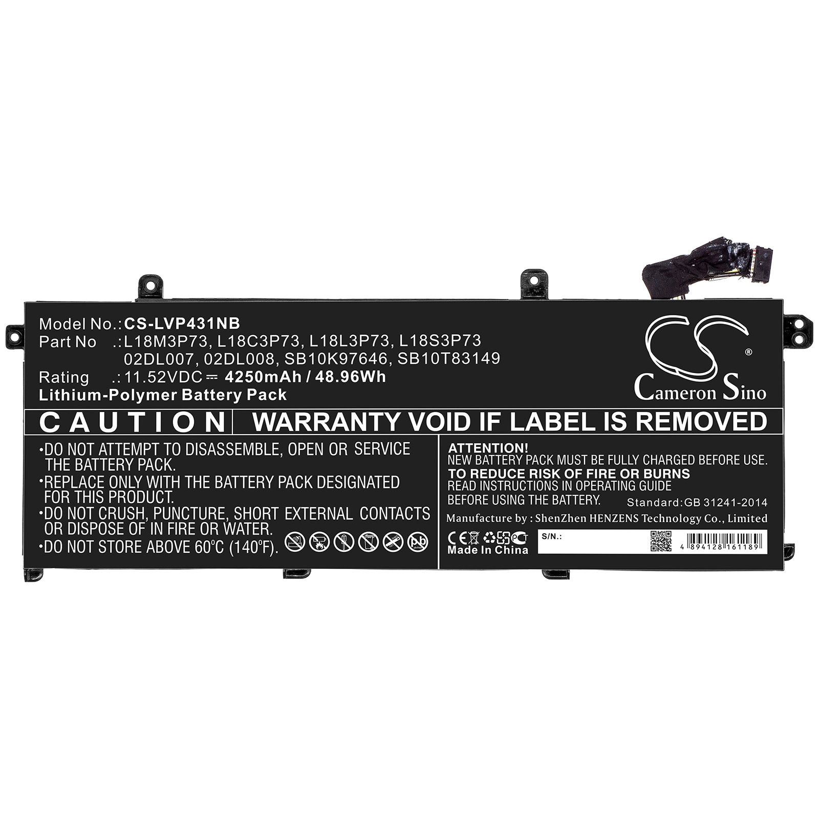 Batteri til bærbar PC for Lenovo ThinkPad T490, ThinkPad T490 20N2001MCD og andre.