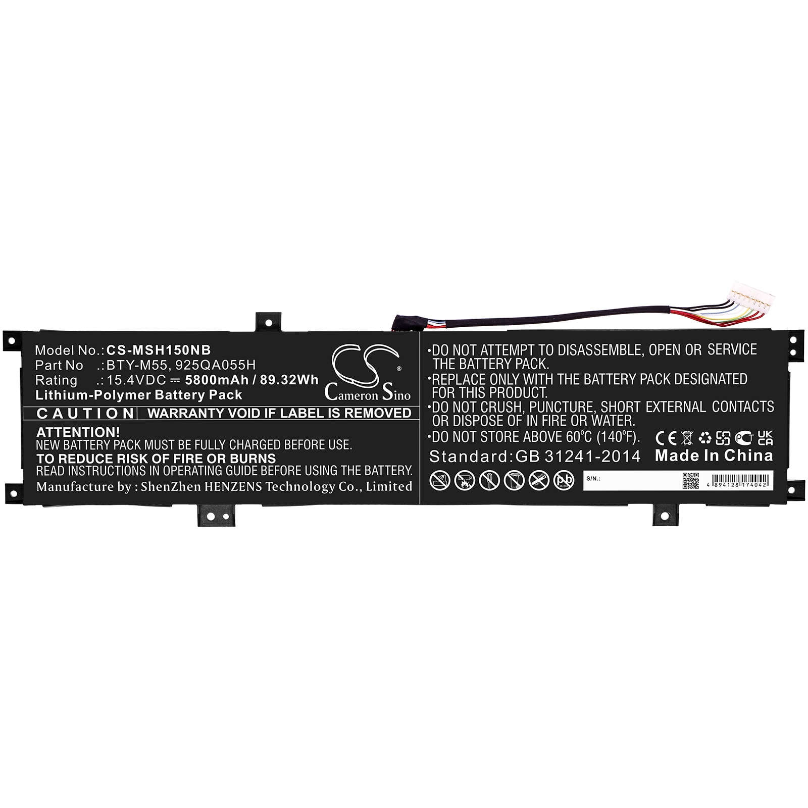 Batteri til bærbar PC for MSI Alpha 15 A3DDK, Alpha 15 A4DEK, Alpha 15 B5EEK og andre.
