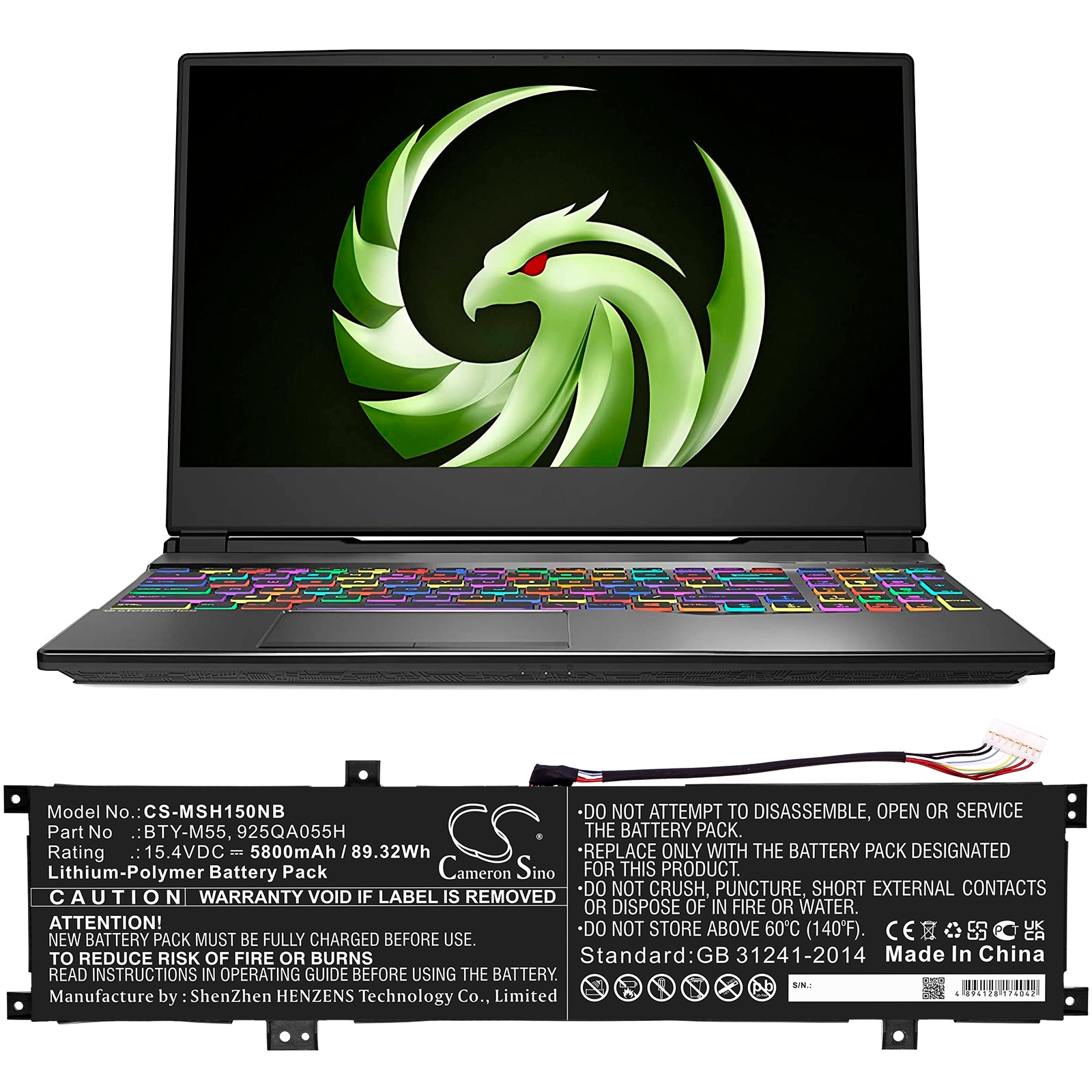 Batteri til bærbar PC for MSI Alpha 15 A3DDK, Alpha 15 A4DEK, Alpha 15 B5EEK og andre.